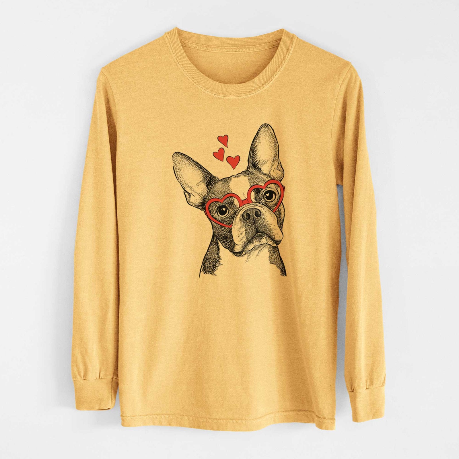 Valentine Dee Dee the Boston Terrier - Heavyweight 100% Cotton Long Sleeve