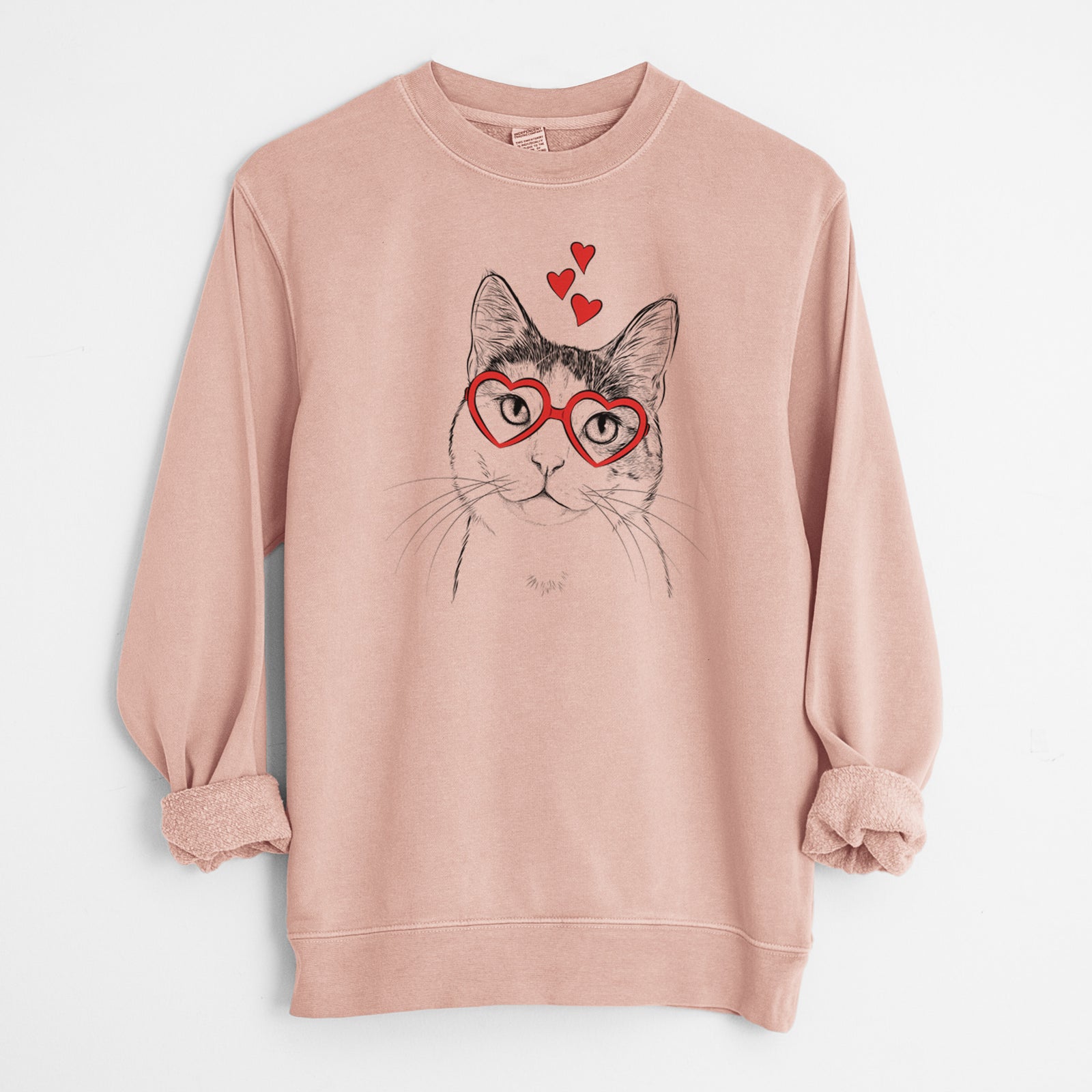 Valentine Denver the Calico Cat - Unisex Pigment Dyed Crew Sweatshirt