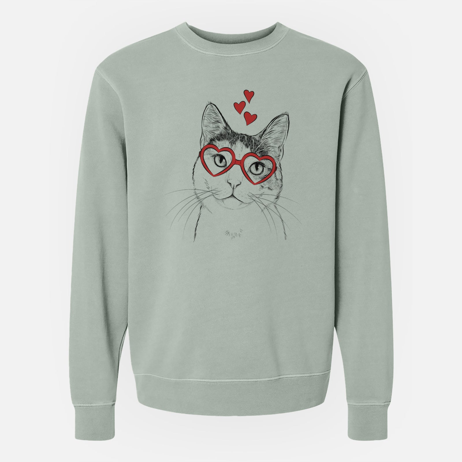 Valentine Denver the Calico Cat - Unisex Pigment Dyed Crew Sweatshirt