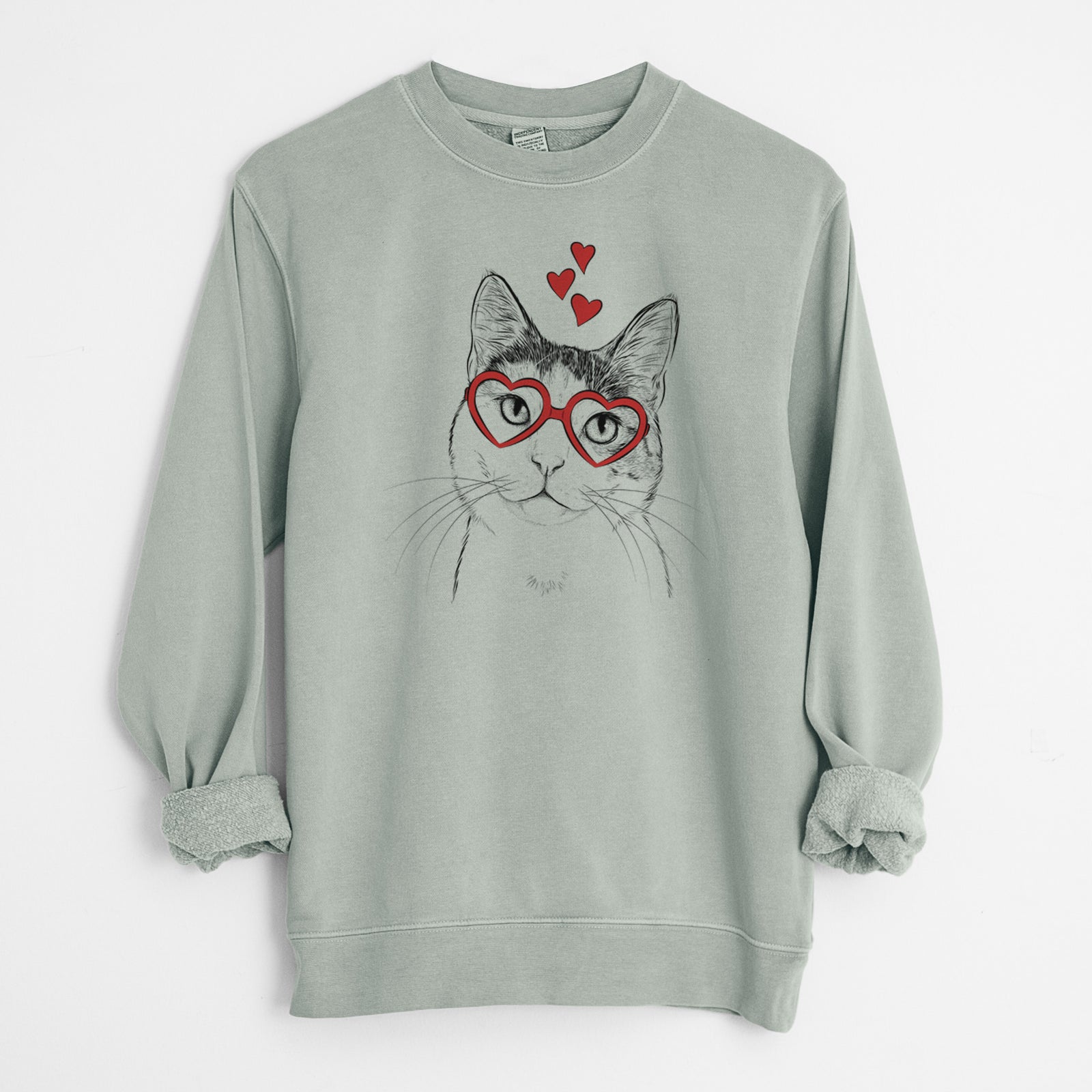 Valentine Denver the Calico Cat - Unisex Pigment Dyed Crew Sweatshirt