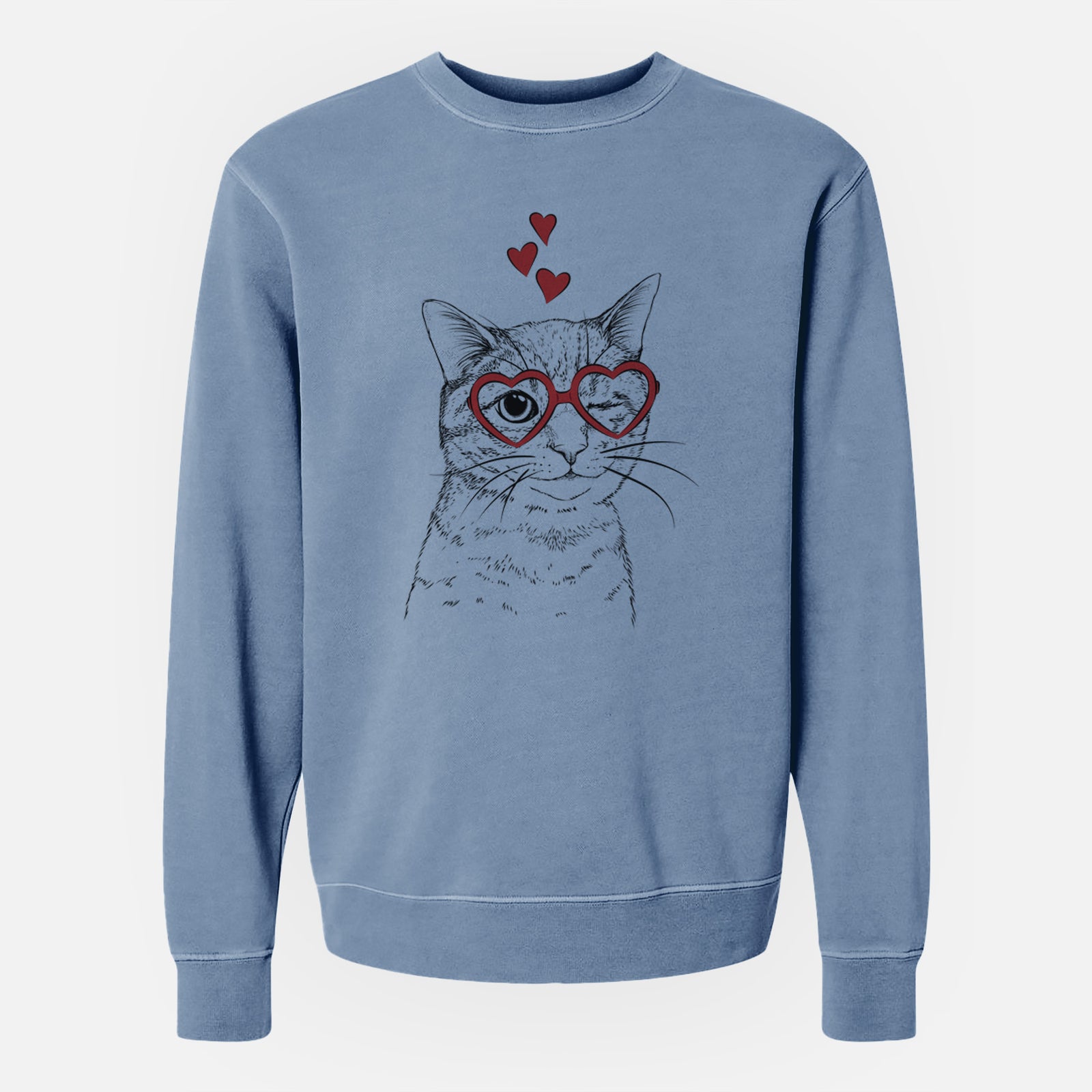 Valentine Dexter the Domestic Shorthair - Unisex Pigment Dyed Crew Sweatshirt
