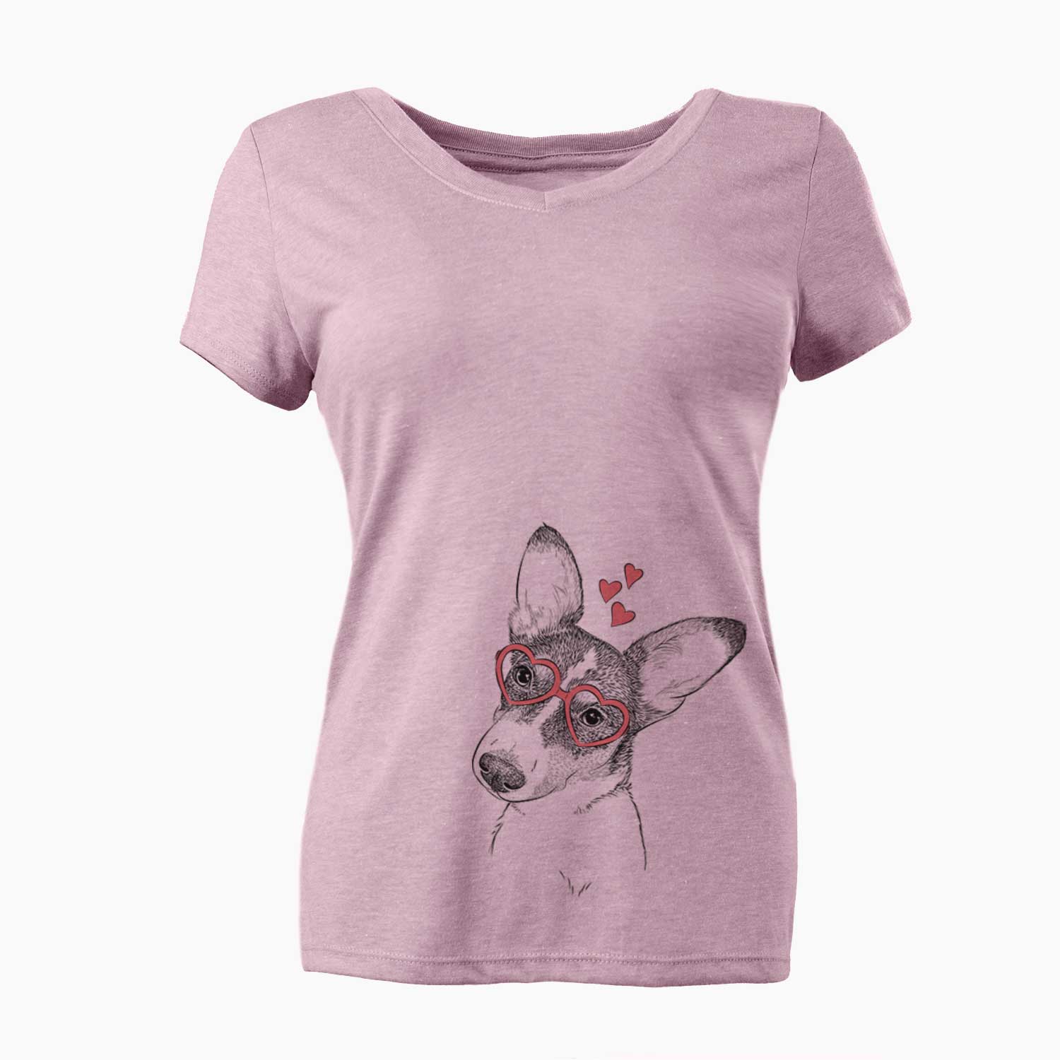 Valentine Dexter the Corgi - Women's V-neck Shirt