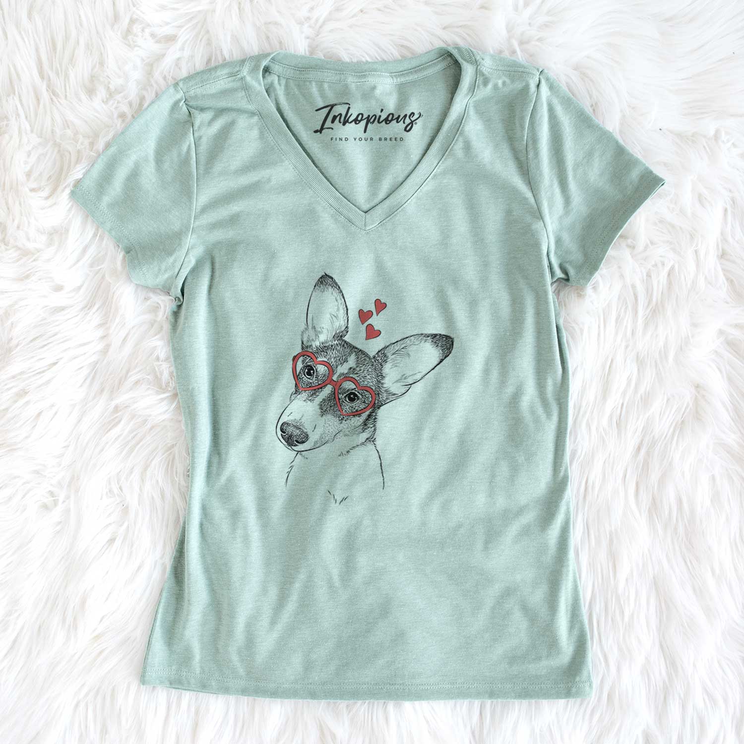 Valentine Dexter the Corgi - Women's V-neck Shirt