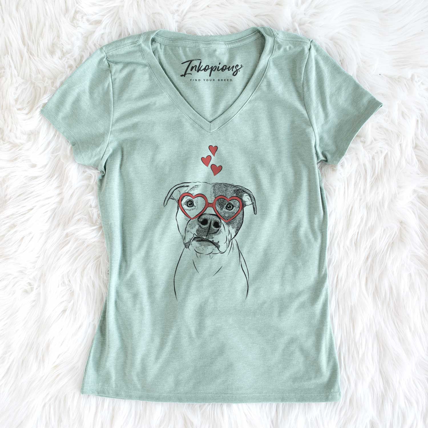 Valentine Dexter the Pitbull - Women's V-neck Shirt