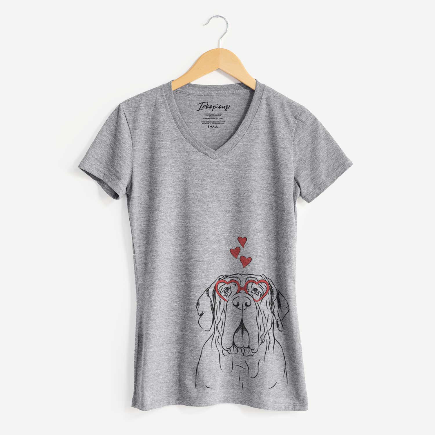 Valentine Dinah the Neapolitan Mastiff - Women's V-neck Shirt