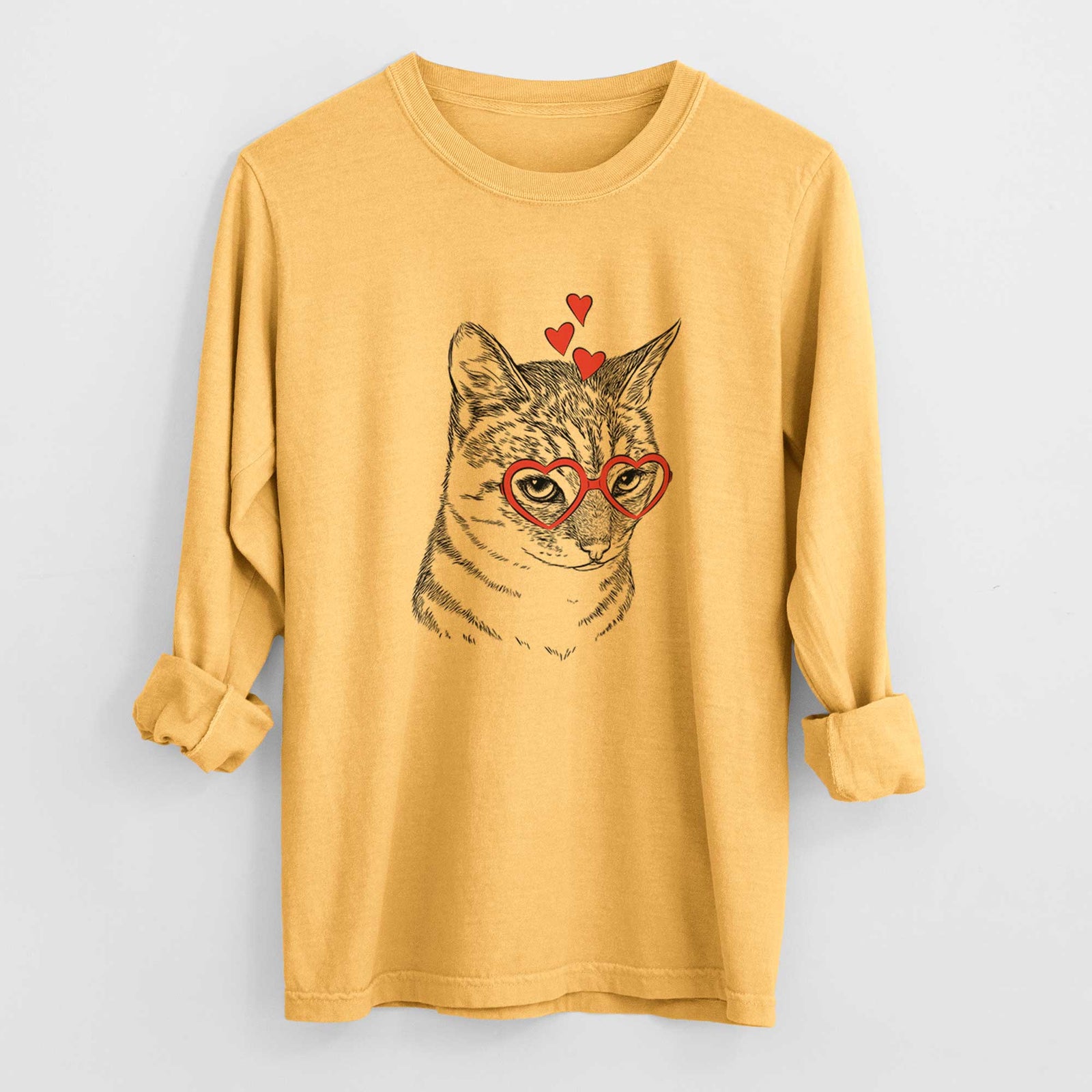 Valentine Dora the Tabby Cat - Heavyweight 100% Cotton Long Sleeve