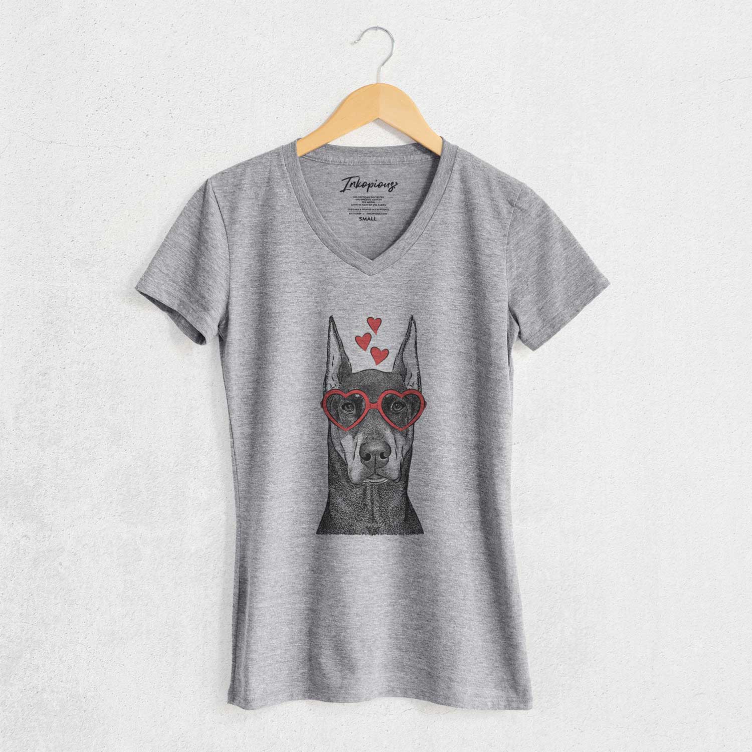 Valentine Drake the Doberman Pinscher - Women's V-neck Shirt