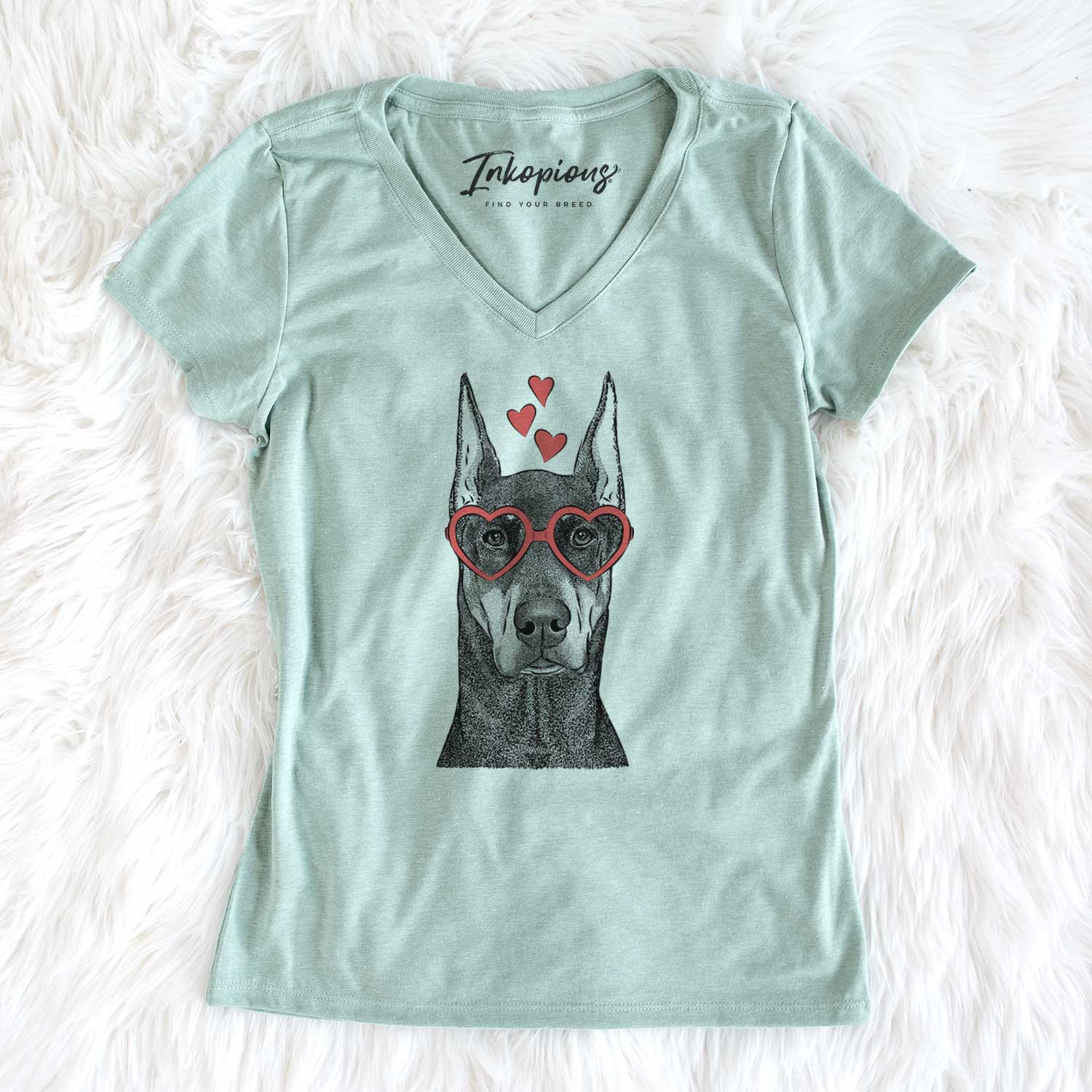 Valentine Drake the Doberman Pinscher - Women's V-neck Shirt