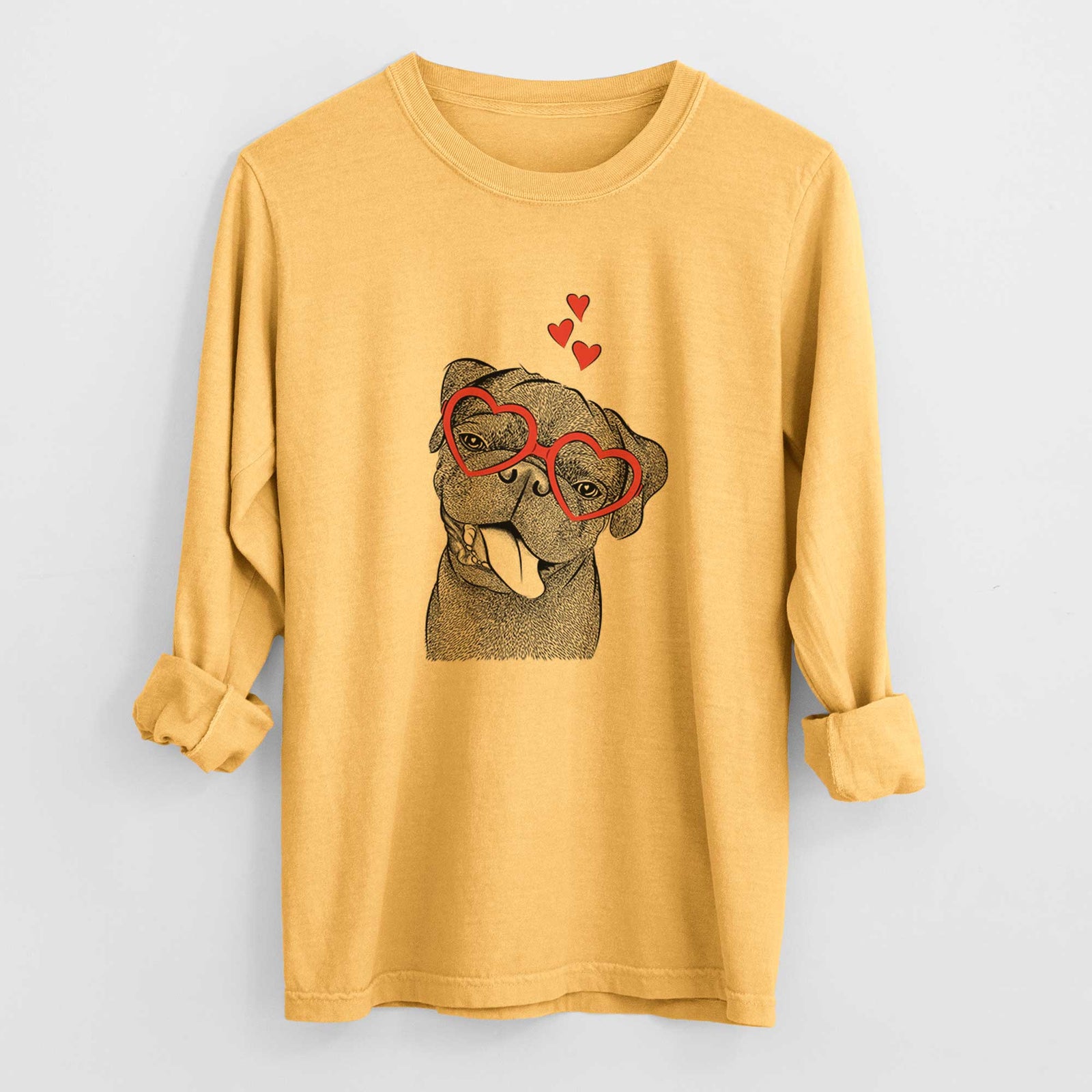 Valentine Dudley Danger the Pug - Heavyweight 100% Cotton Long Sleeve