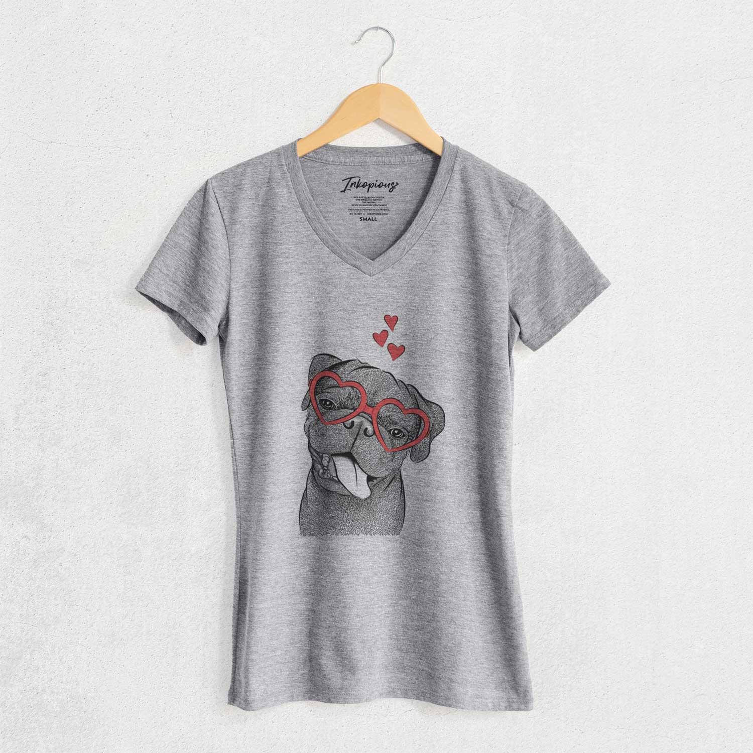 Valentine Dudley Danger the Pug - Women's V-neck Shirt