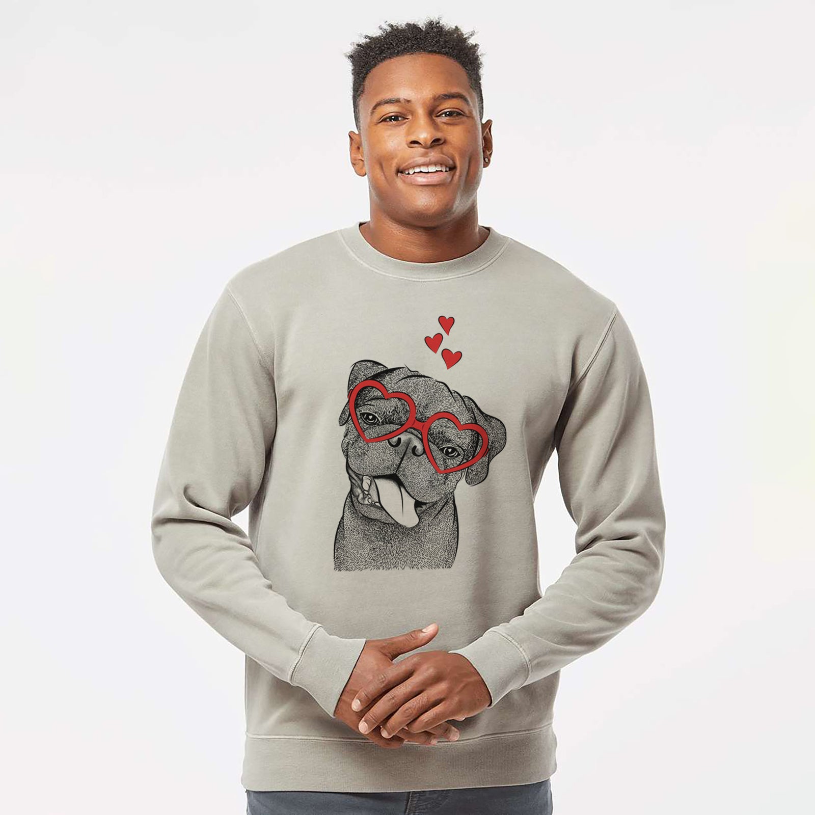 Valentine Dudley Danger the Pug - Unisex Pigment Dyed Crew Sweatshirt