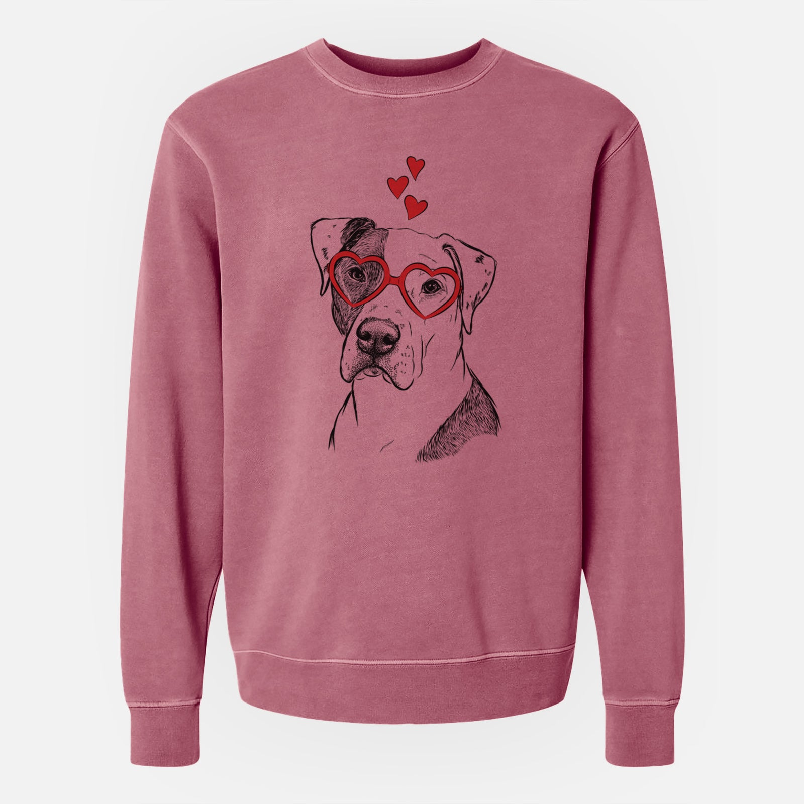 Valentine Duke the American Staffordshire Terrier Mix - Unisex Pigment Dyed Crew Sweatshirt