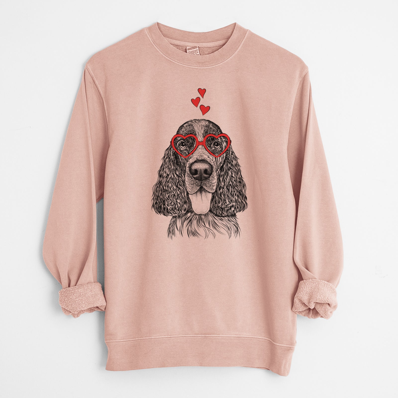Valentine Duke the English Springer Spaniel - Unisex Pigment Dyed Crew Sweatshirt