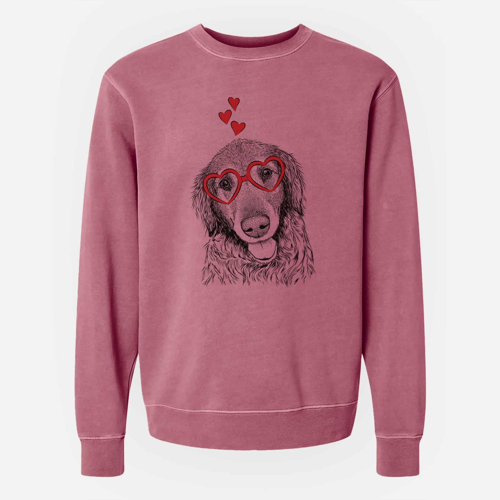 Valentine Duncan the Golden Retriever - Unisex Pigment Dyed Crew Sweatshirt