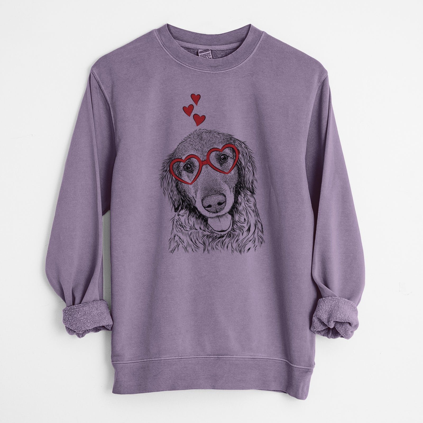 Valentine Duncan the Golden Retriever - Unisex Pigment Dyed Crew Sweatshirt