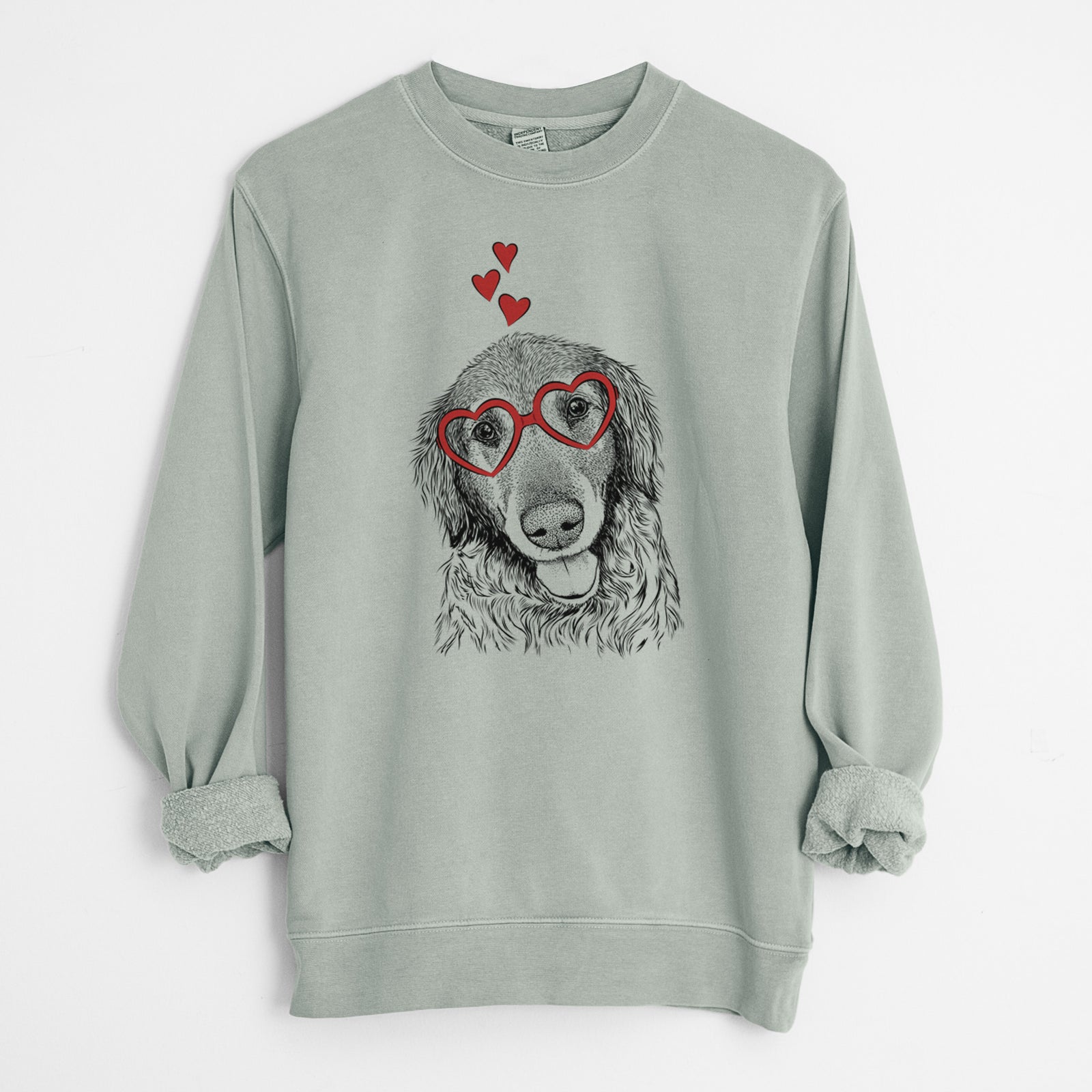 Valentine Duncan the Golden Retriever - Unisex Pigment Dyed Crew Sweatshirt