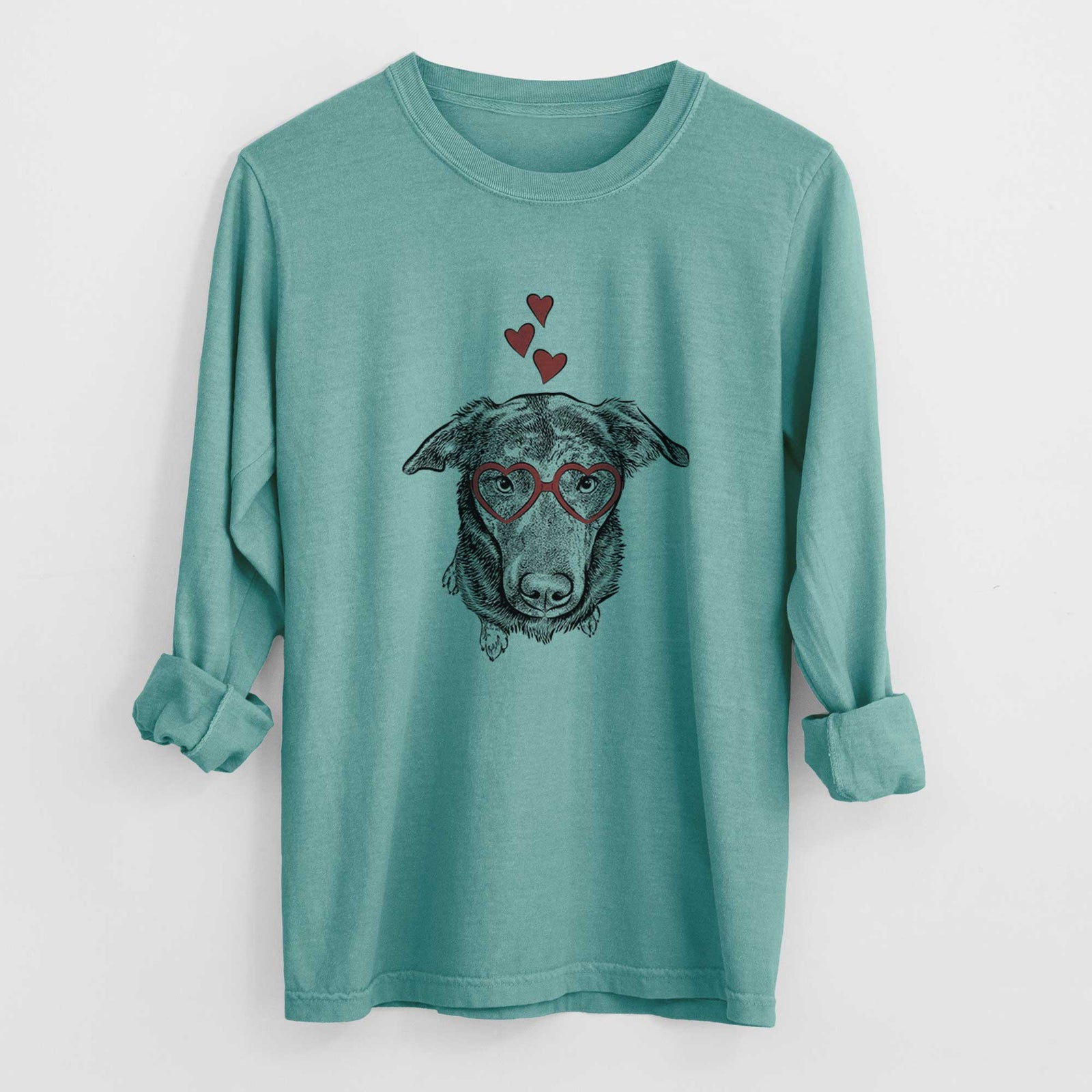 Valentine Echo the Pitbull Beagle Mix - Heavyweight 100% Cotton Long Sleeve