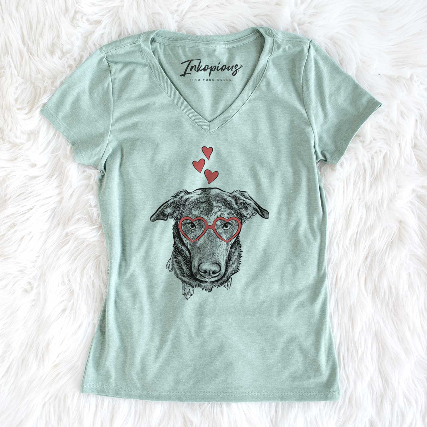 Valentine Echo the Pitbull Beagle Mix - Women's V-neck Shirt