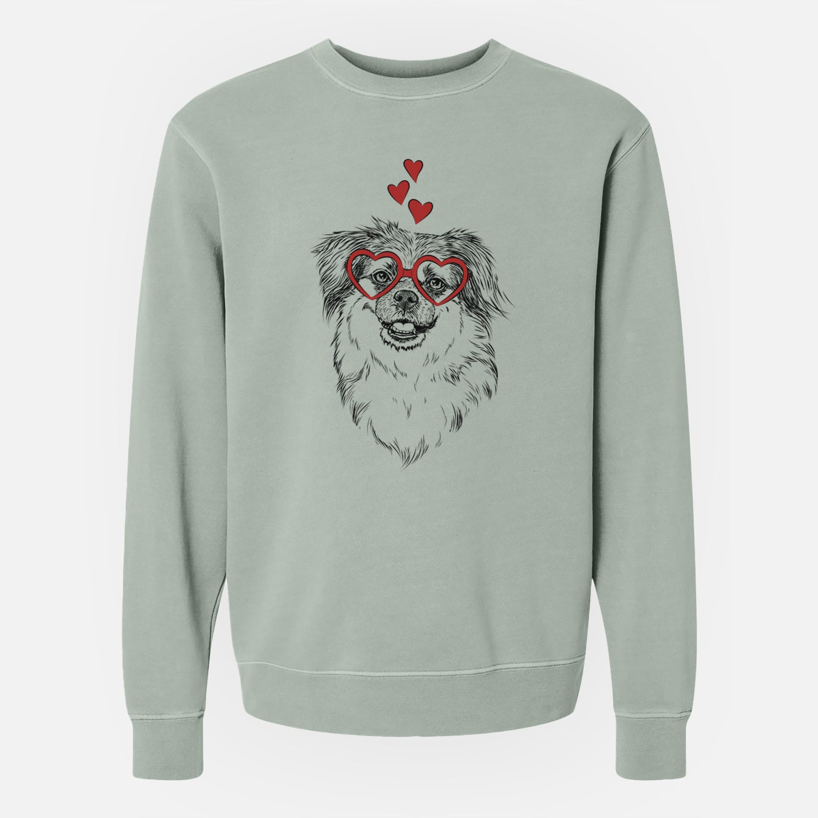 Valentine Ed the Tibetan Spaniel - Unisex Pigment Dyed Crew Sweatshirt