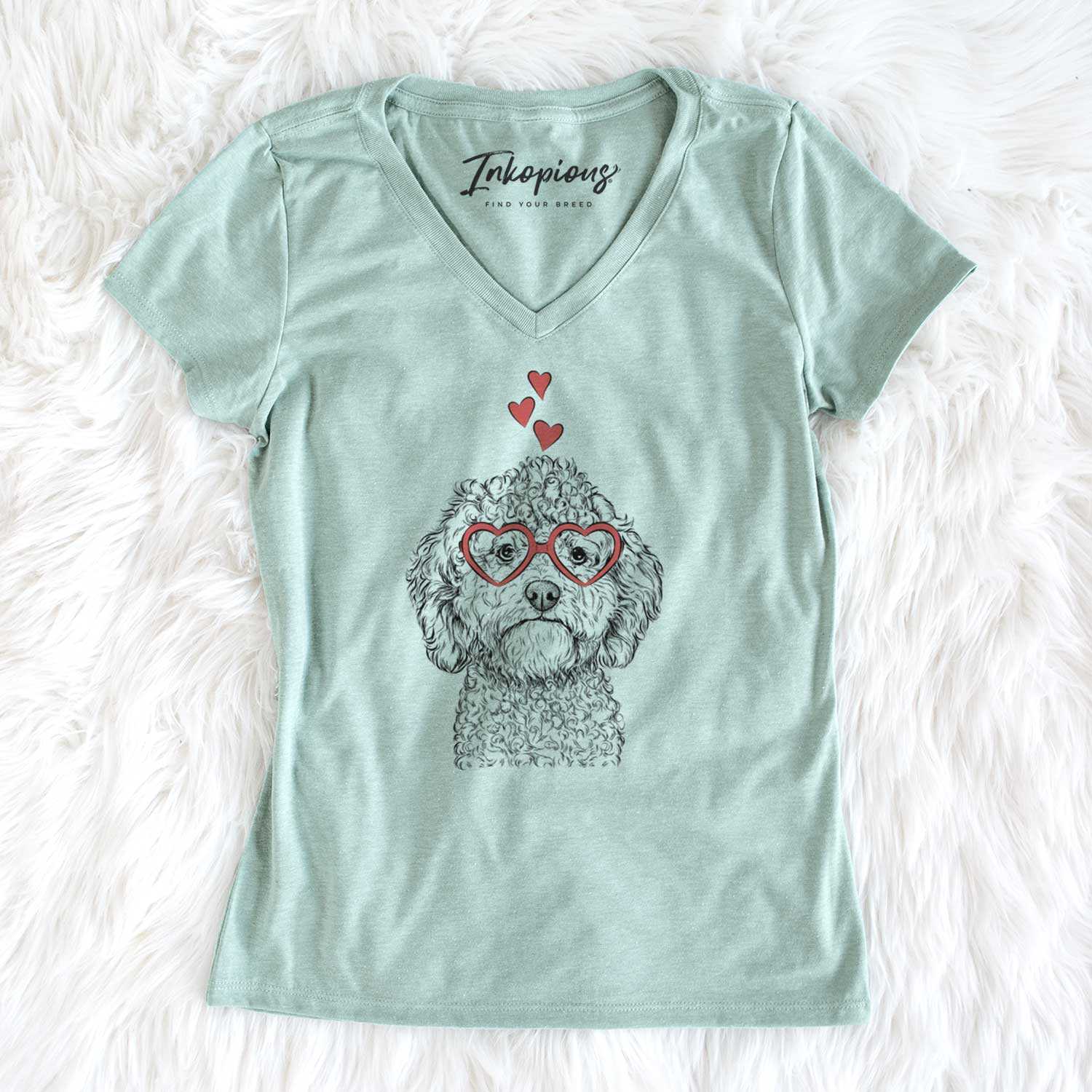 Valentine Edgar the Shihpoo - Women's V-neck Shirt