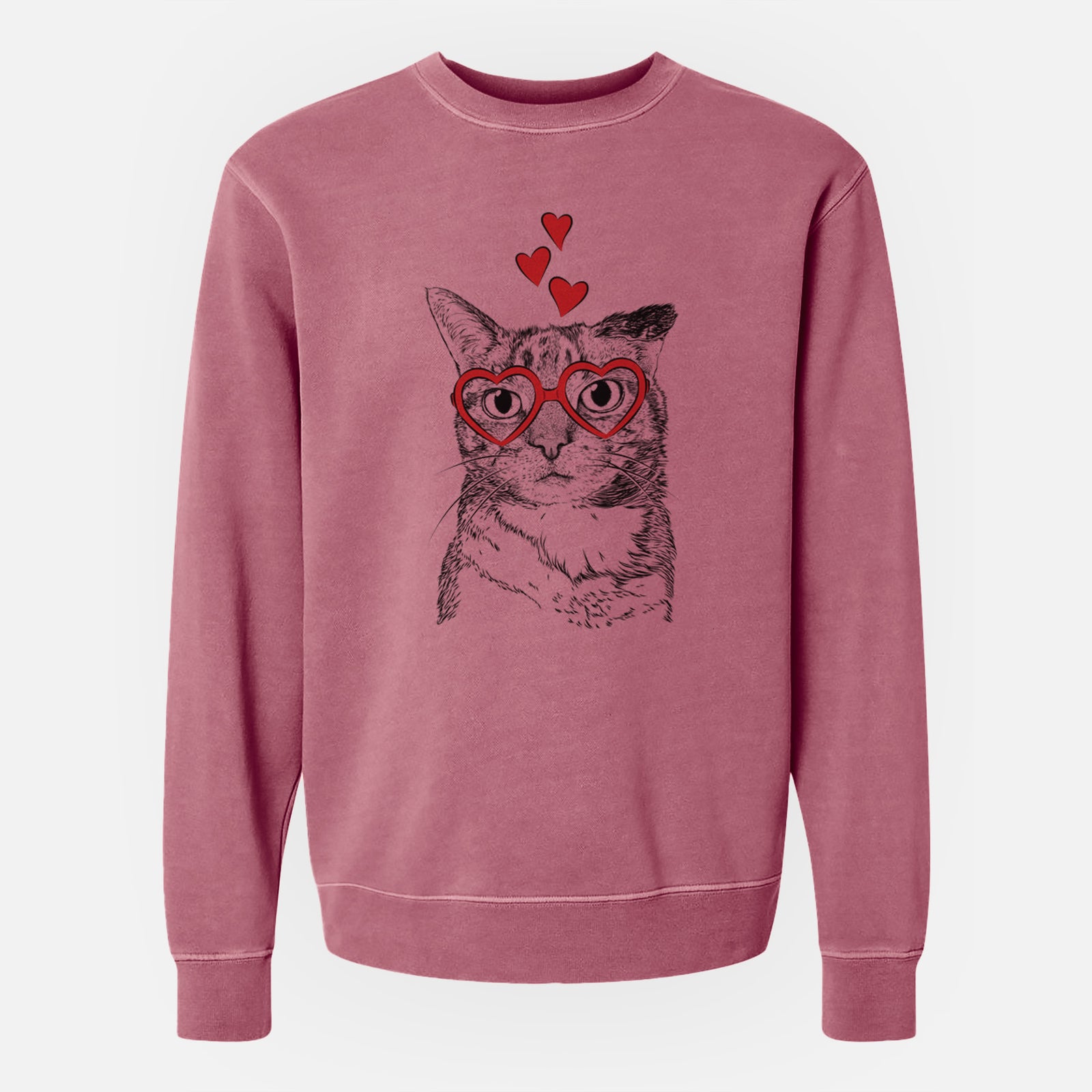 Valentine Eleanor the Domestic Shorthair Cat - Unisex Pigment Dyed Crew Sweatshirt