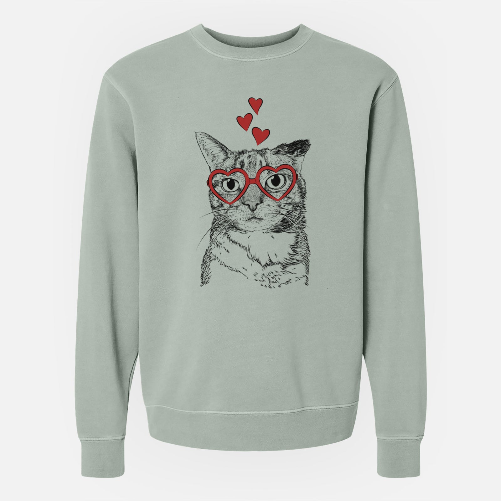 Valentine Eleanor the Domestic Shorthair Cat - Unisex Pigment Dyed Crew Sweatshirt