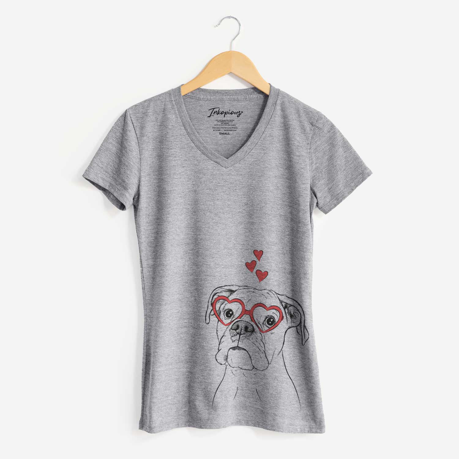 Valentine Ellie the Boxer - Women's V-neck Shirt