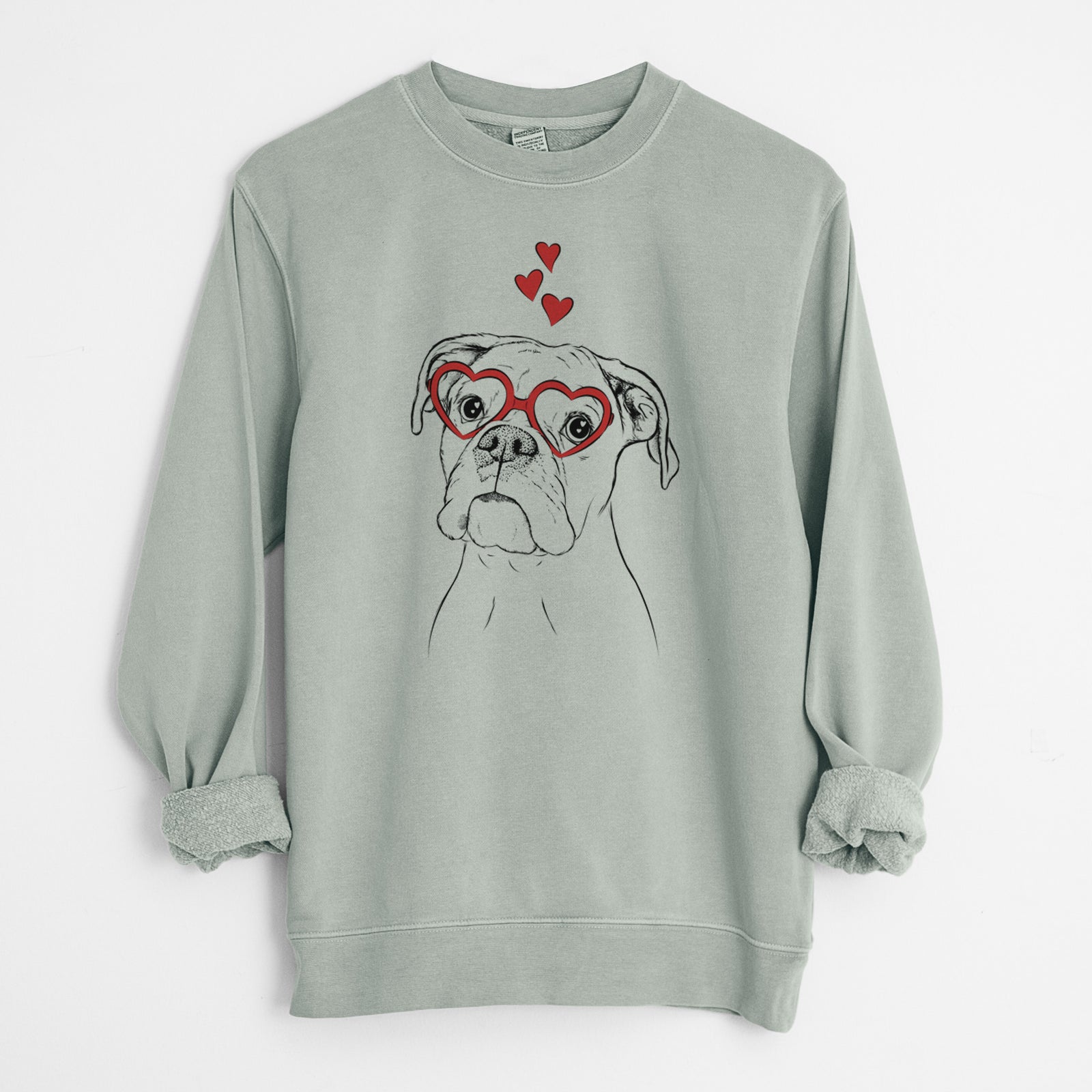 Valentine Ellie the Boxer - Unisex Pigment Dyed Crew Sweatshirt