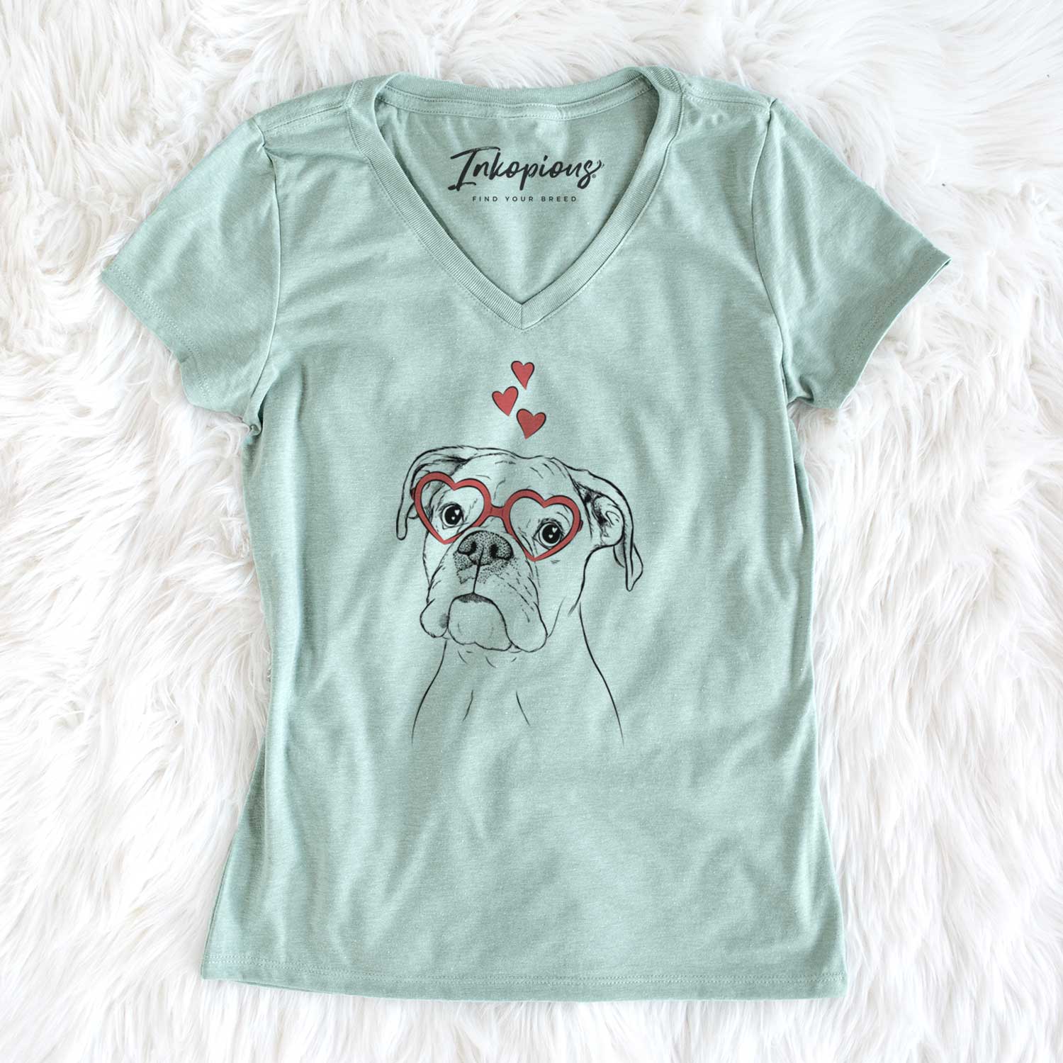Valentine Ellie the Boxer - Women's V-neck Shirt