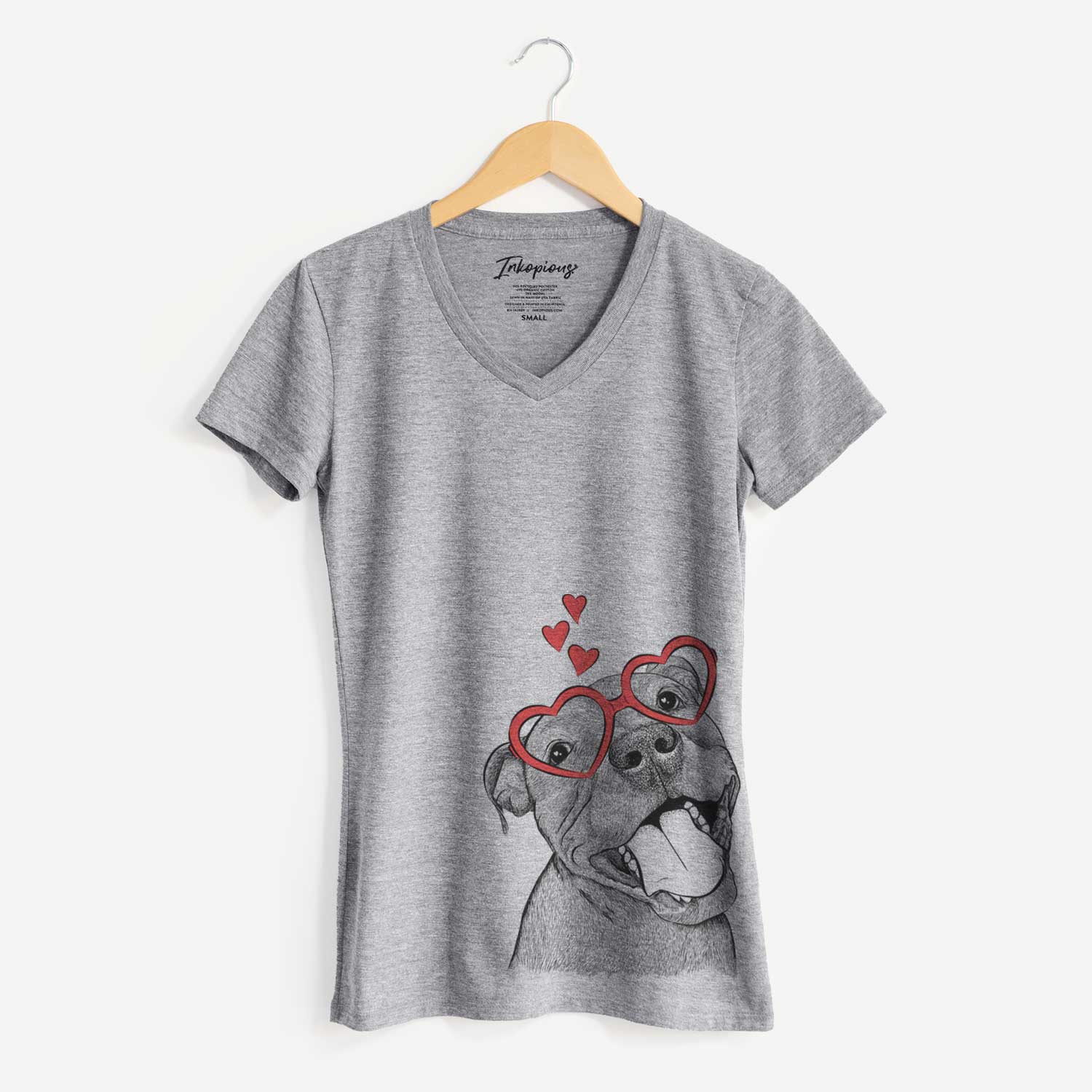 Valentine Eloise the Pitbull Mix - Women's V-neck Shirt