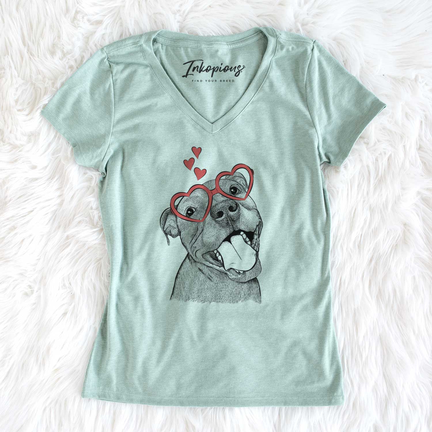 Valentine Eloise the Pitbull Mix - Women's V-neck Shirt