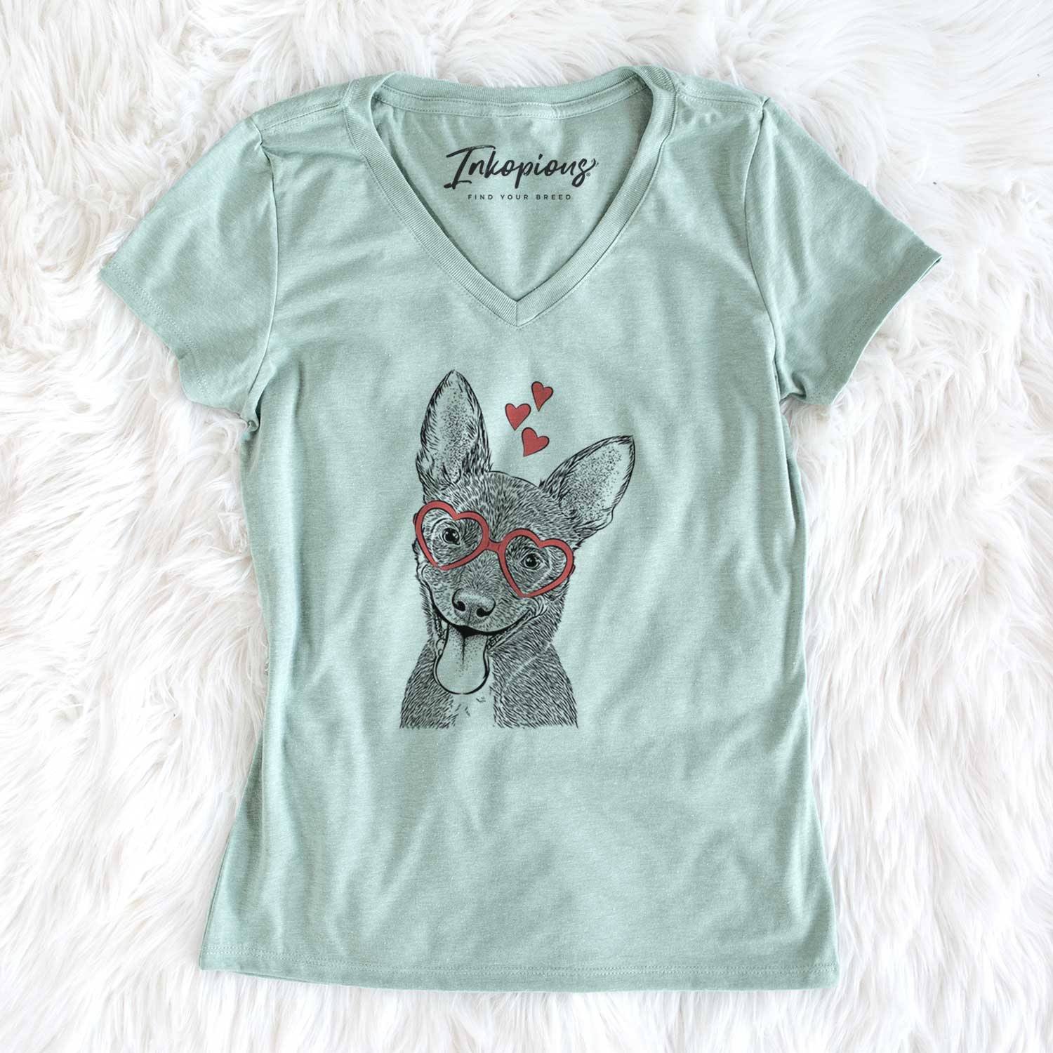 Valentine Elvira the Terrier Mix - Women's V-neck Shirt