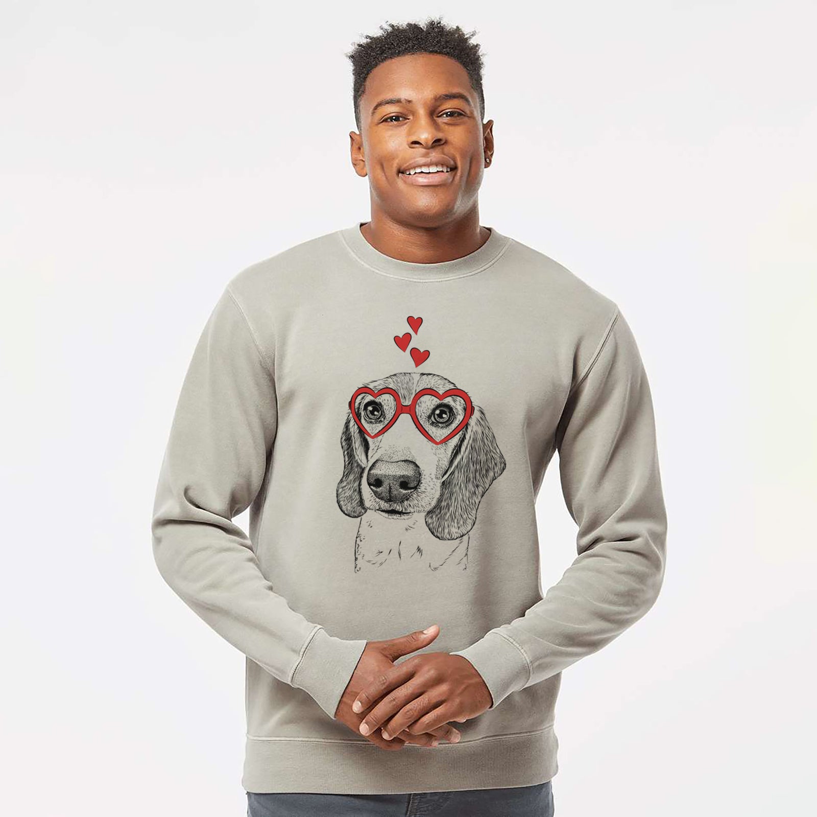 Valentine Elvis the Bluetick Beagle - Unisex Pigment Dyed Crew Sweatshirt