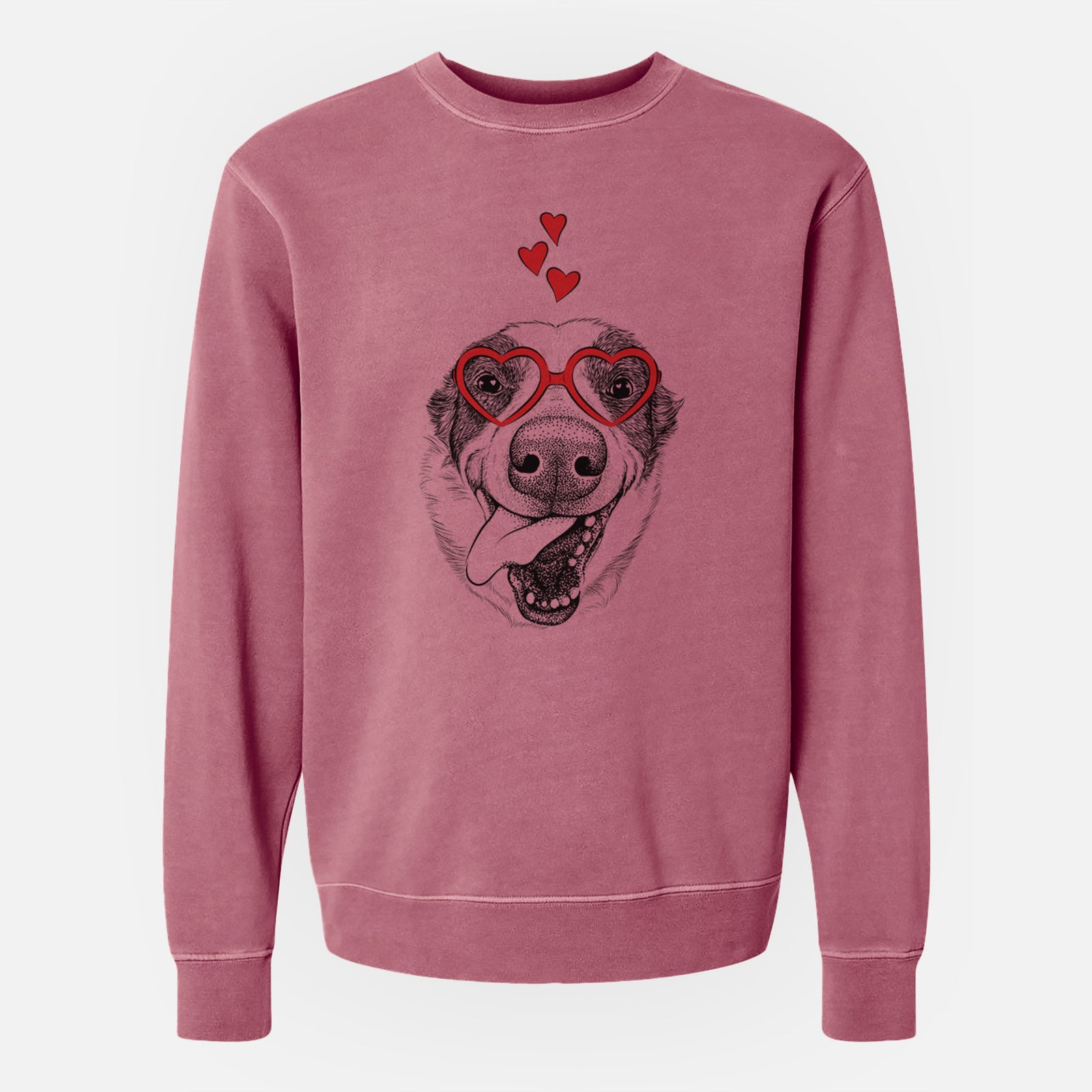 Valentine Elwood the Border Collie - Unisex Pigment Dyed Crew Sweatshirt