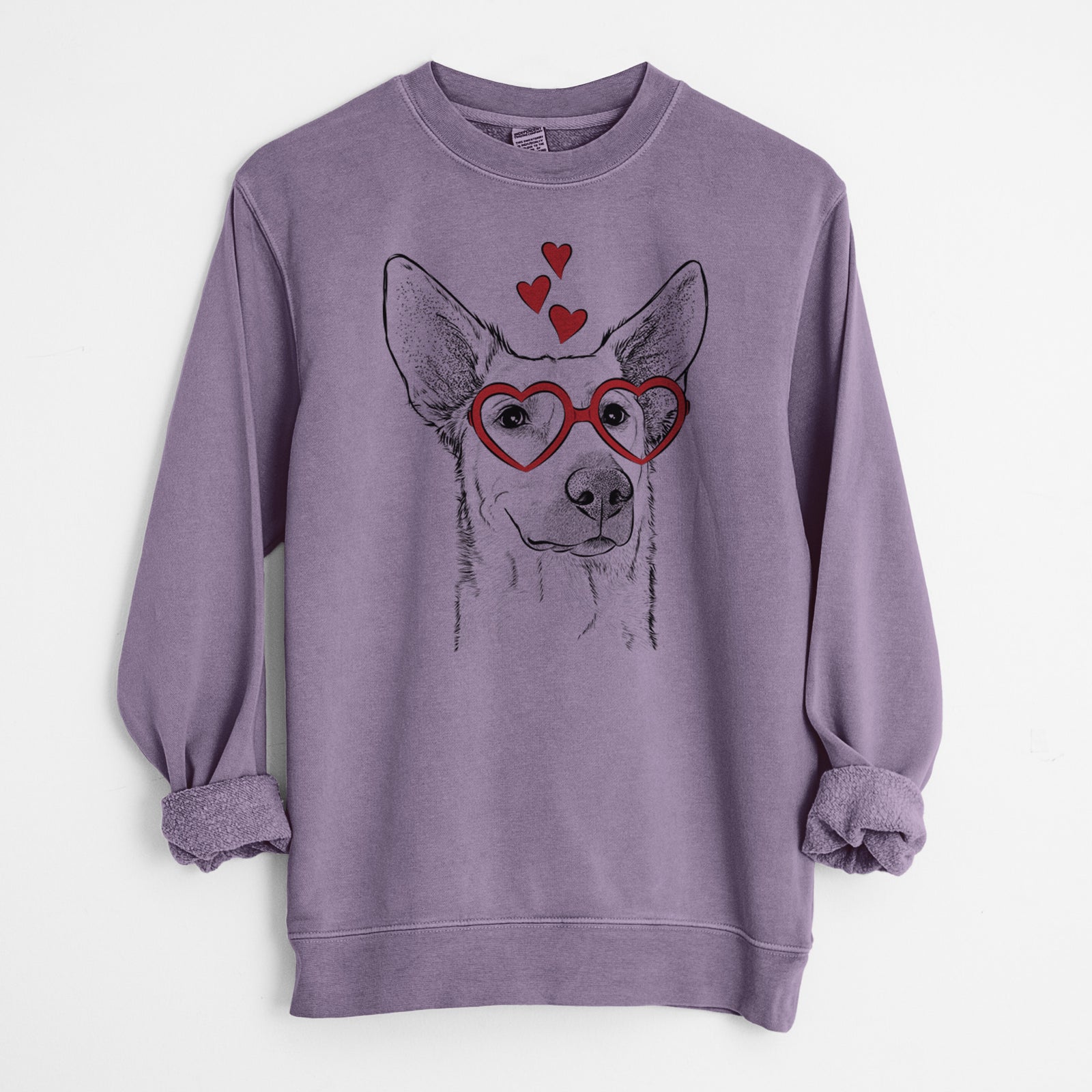Valentine Ember the Shepherd Mix - Unisex Pigment Dyed Crew Sweatshirt