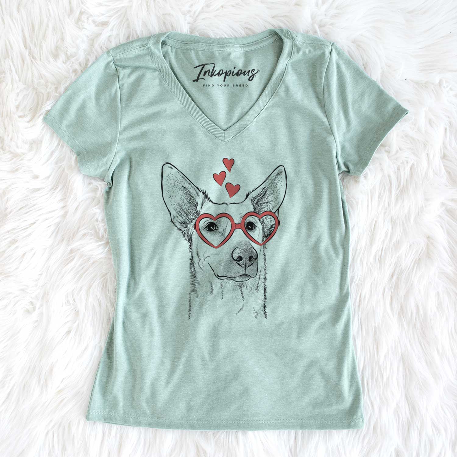 Valentine Ember the Shepherd Mix - Women's V-neck Shirt
