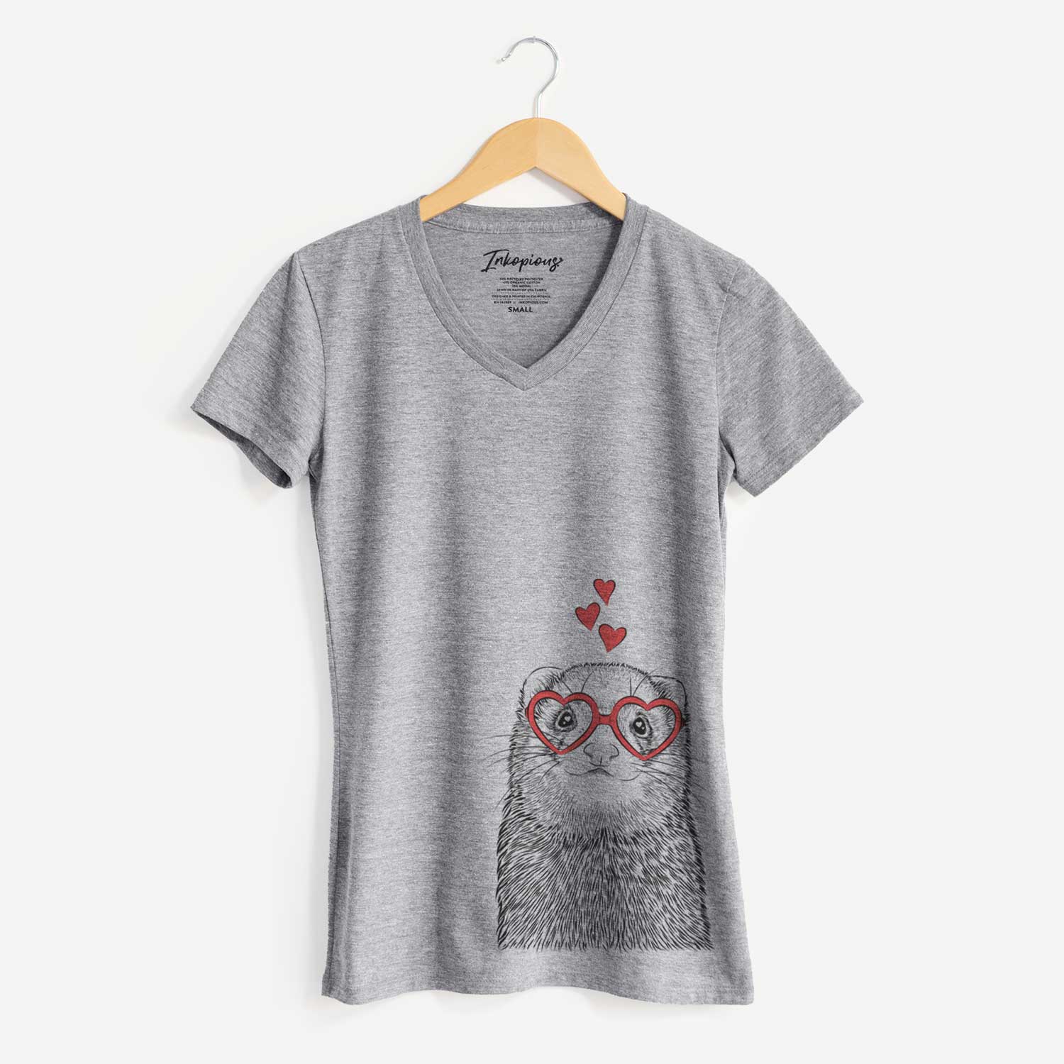 Valentine Fig the Ferret - Women's V-neck Shirt