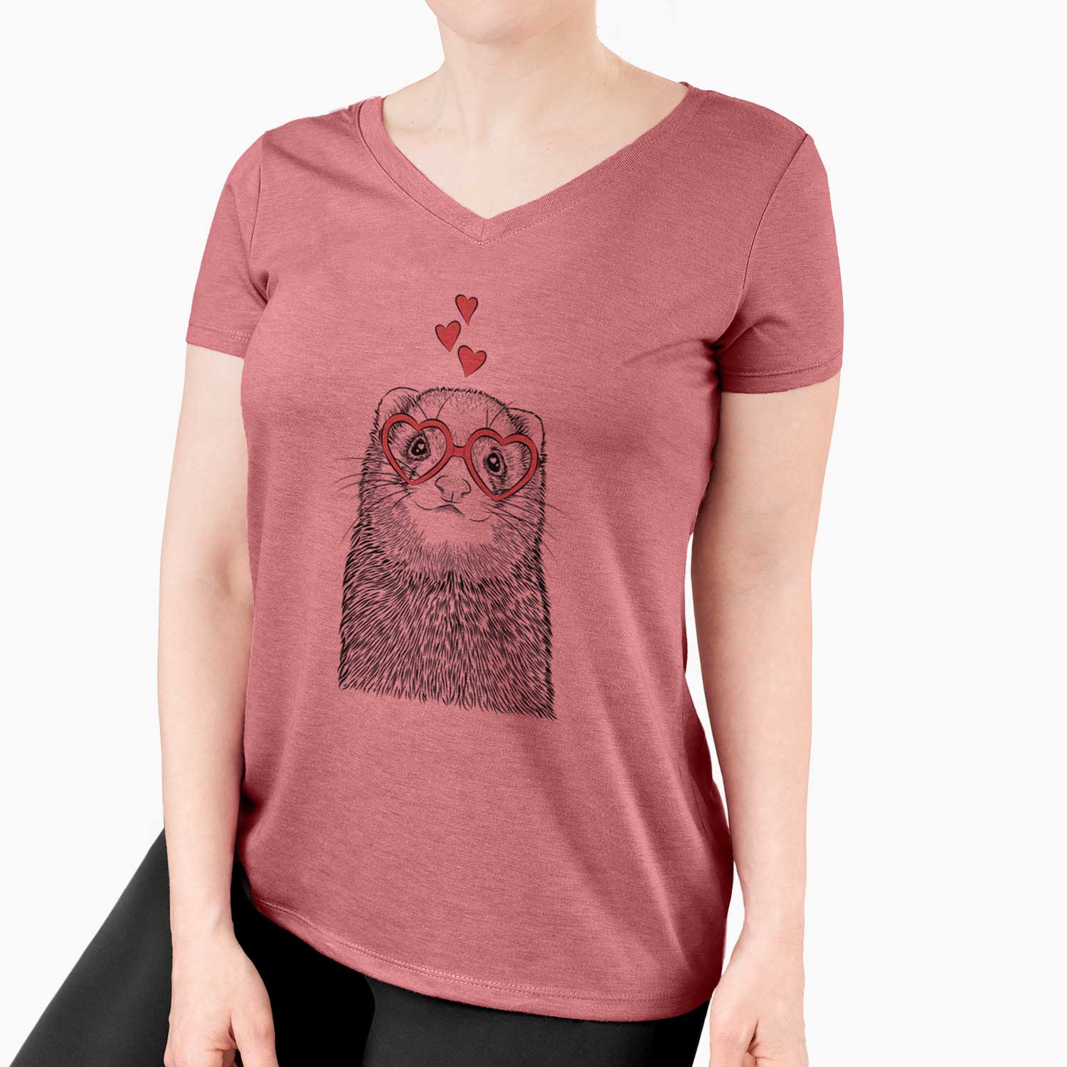 Valentine Fig the Ferret - Women's V-neck Shirt