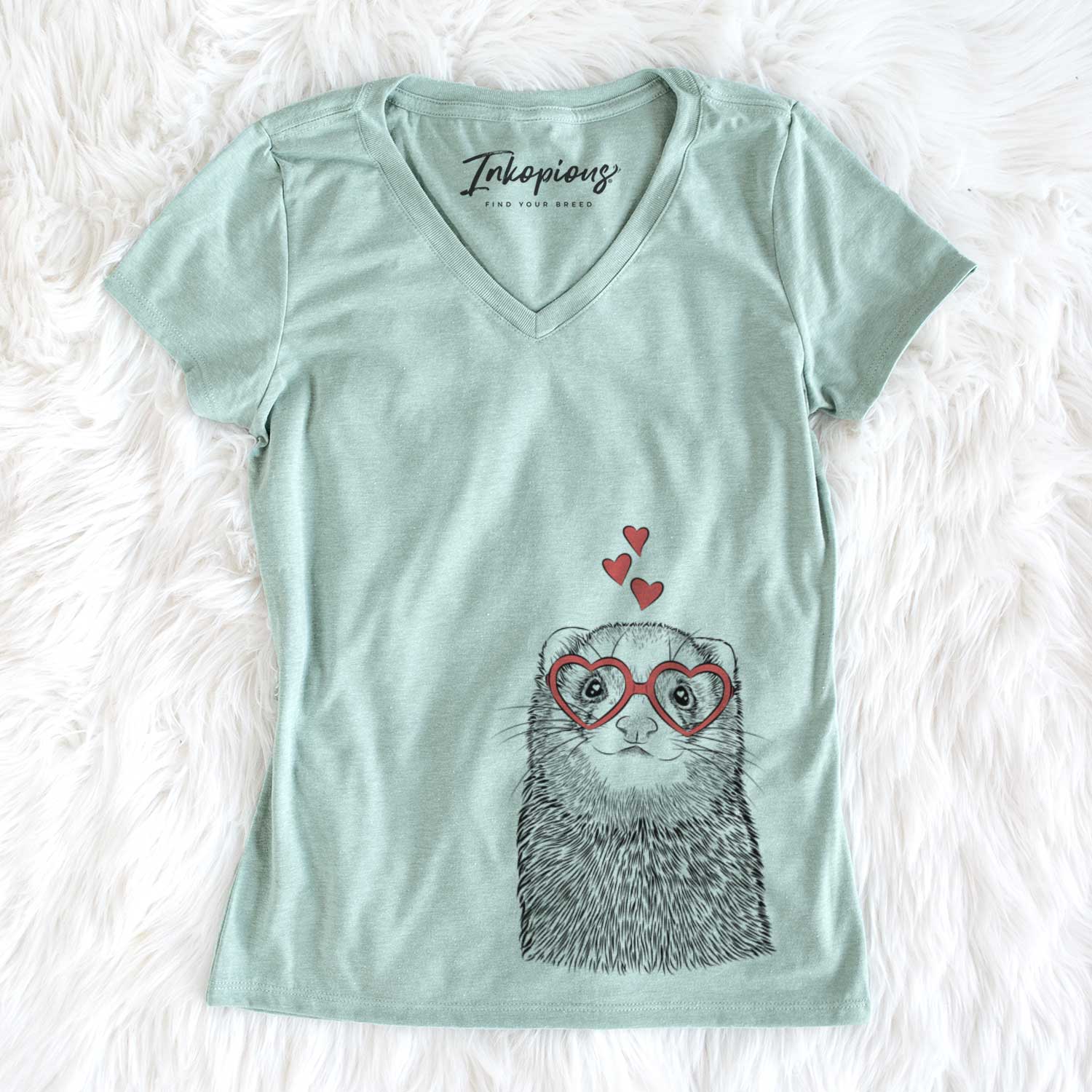 Valentine Fig the Ferret - Women's V-neck Shirt