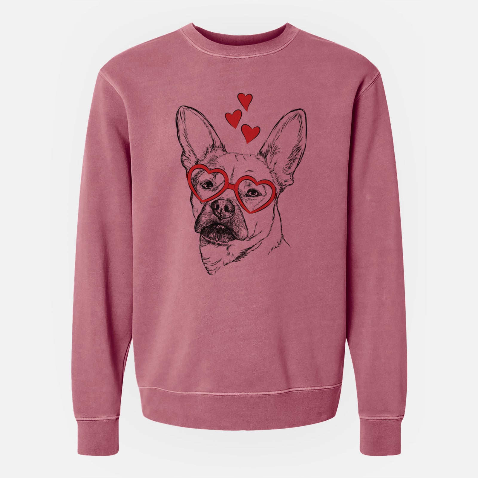 Valentine Frankie the Mixed Breed - Unisex Pigment Dyed Crew Sweatshirt
