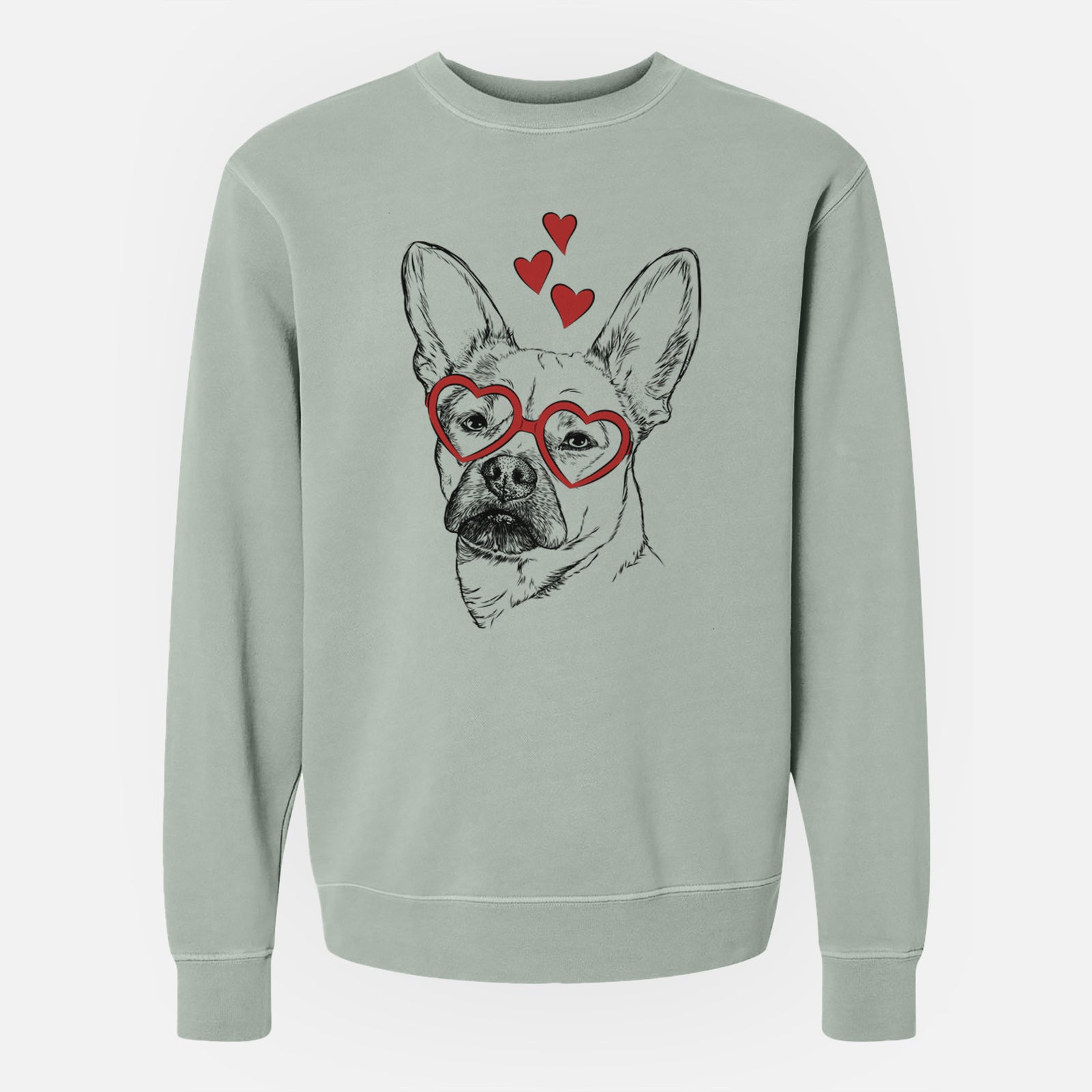 Valentine Frankie the Mixed Breed - Unisex Pigment Dyed Crew Sweatshirt
