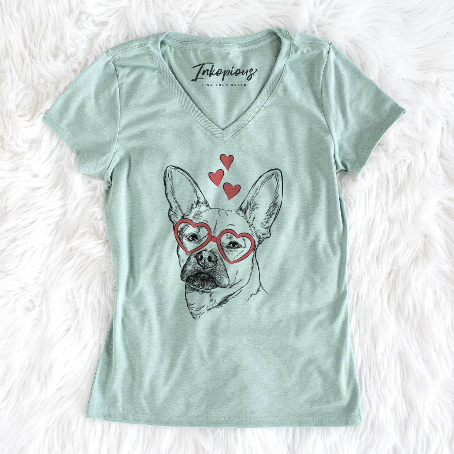 Valentine Frankie the Mixed Breed - Women's V-neck Shirt