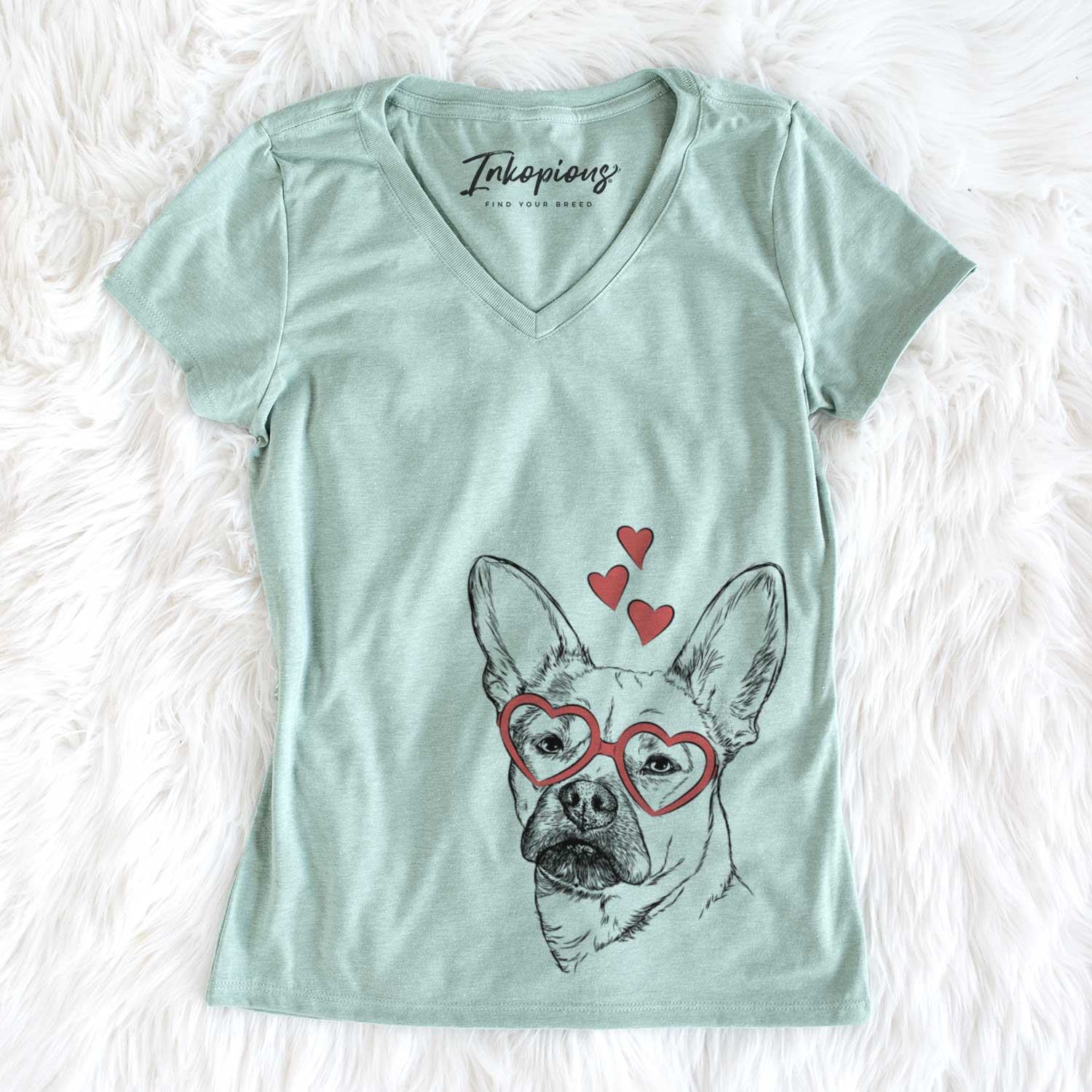 Valentine Frankie the Mixed Breed - Women's V-neck Shirt