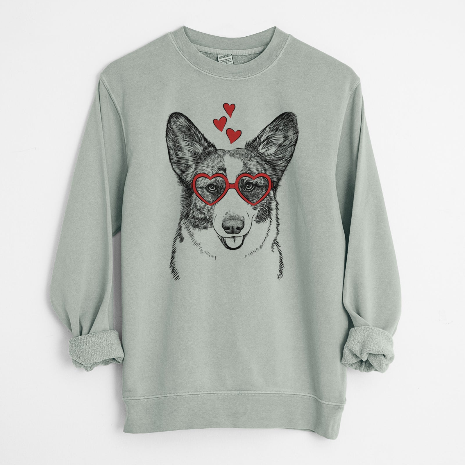 Valentine Gabby the Cardigan Welsh Corgi - Unisex Pigment Dyed Crew Sweatshirt