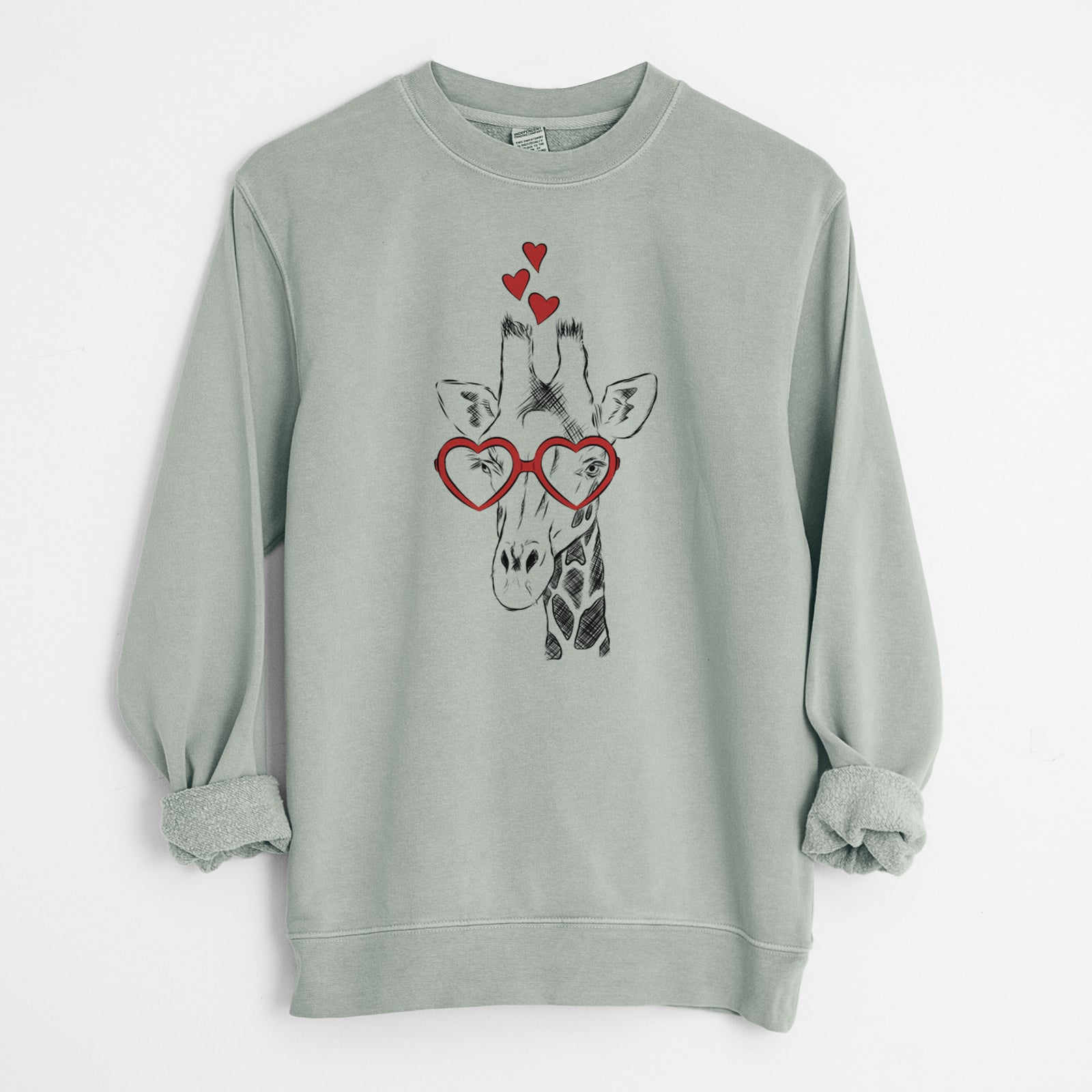 Valentine Geoffrey the Giraffe - Unisex Pigment Dyed Crew Sweatshirt