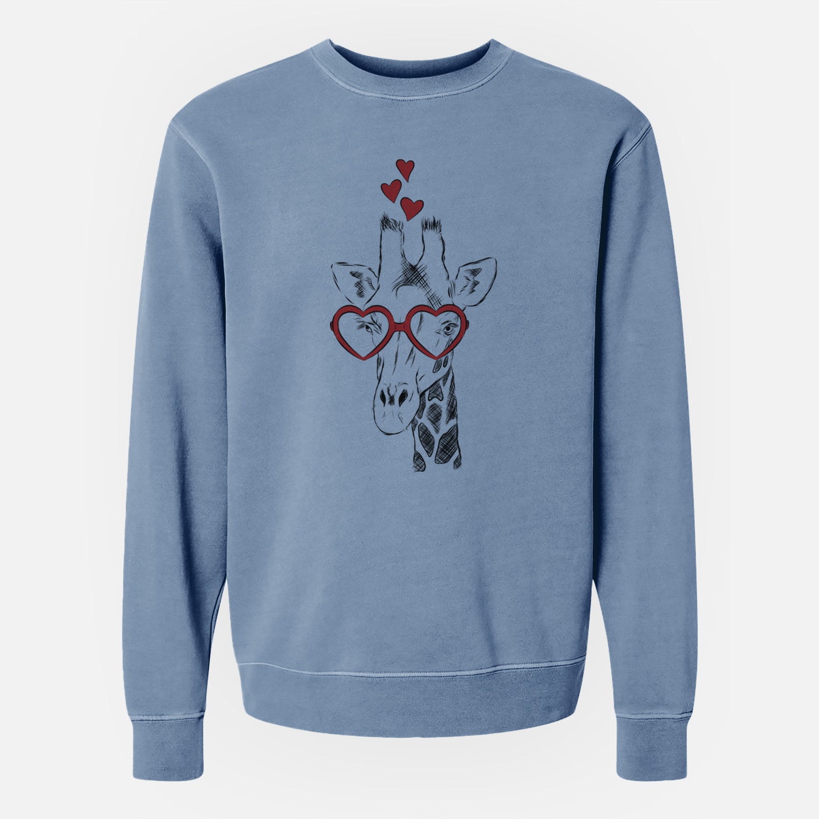 Valentine Geoffrey the Giraffe - Unisex Pigment Dyed Crew Sweatshirt