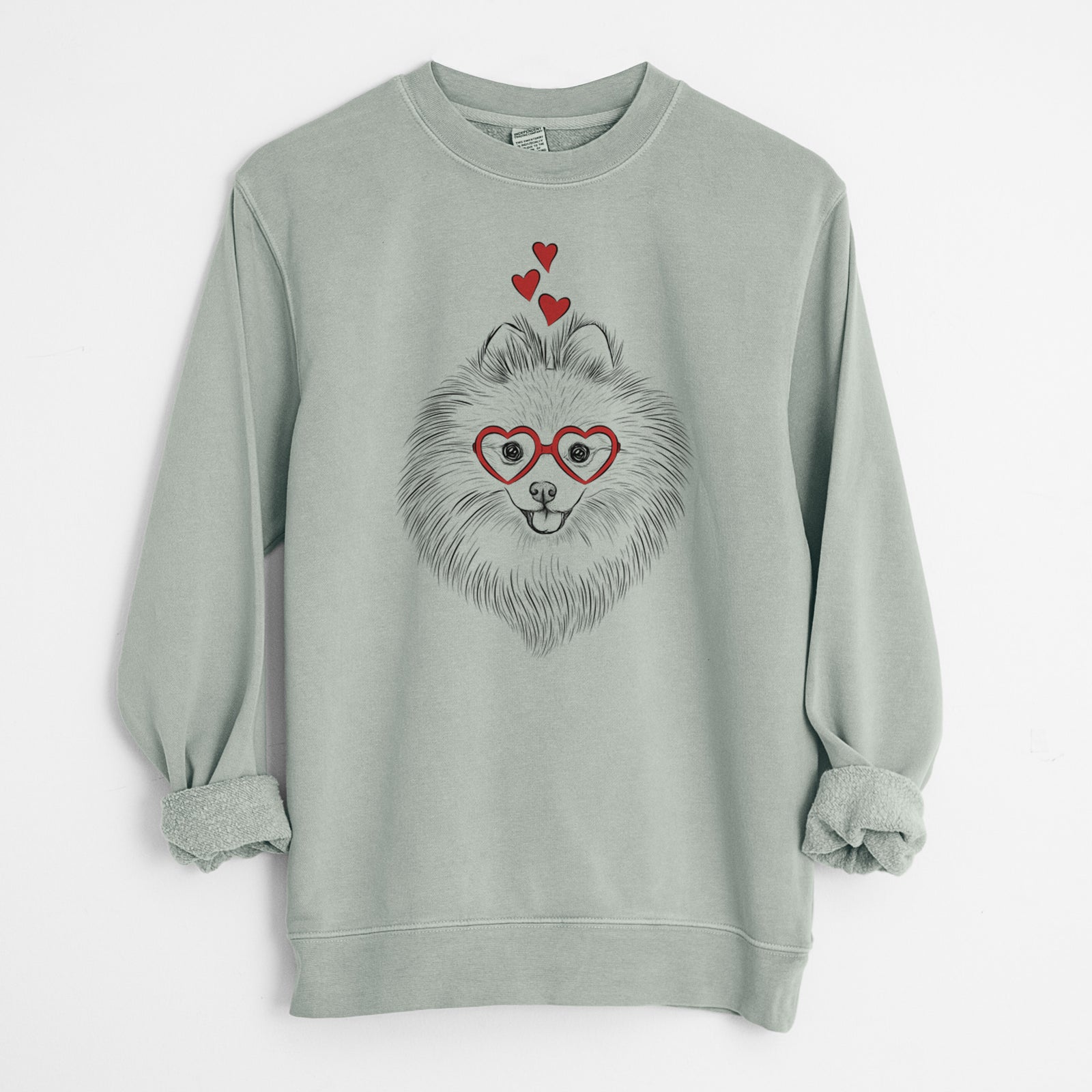 Valentine GiGi the Pomeranian - Unisex Pigment Dyed Crew Sweatshirt