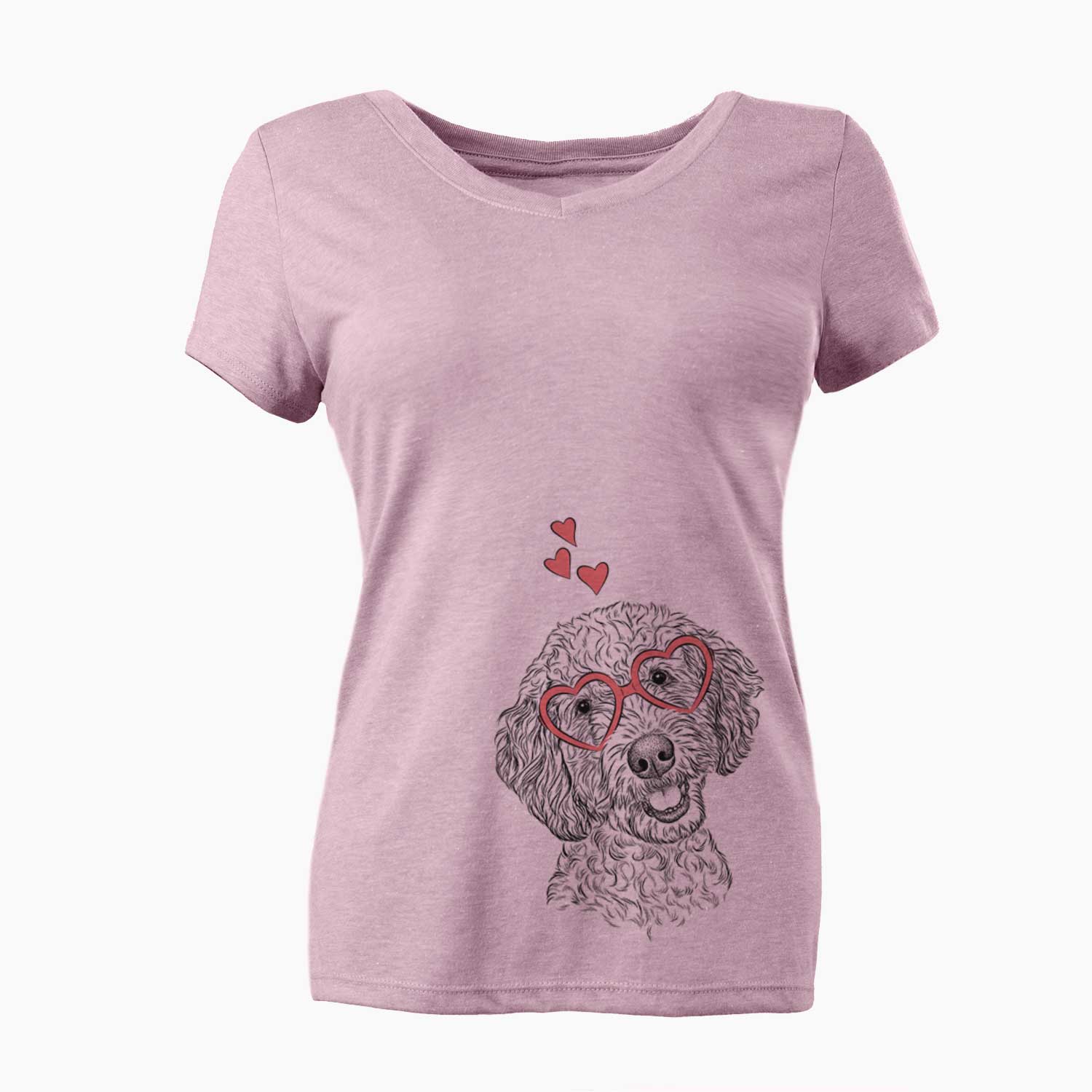 Valentine Gizmo the Goldendoodle - Women's V-neck Shirt
