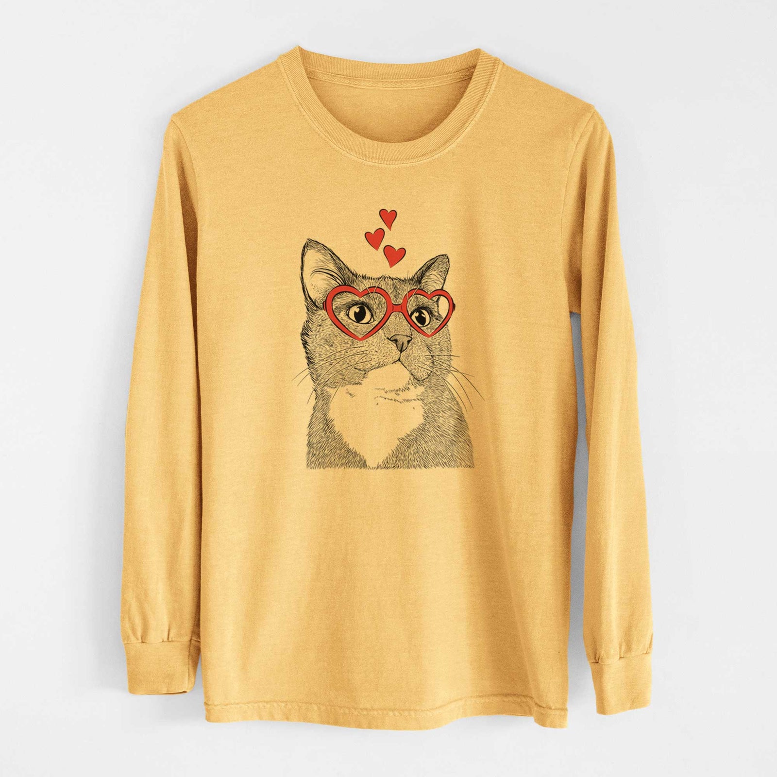 Valentine Gizmo the Grey Cat - Heavyweight 100% Cotton Long Sleeve