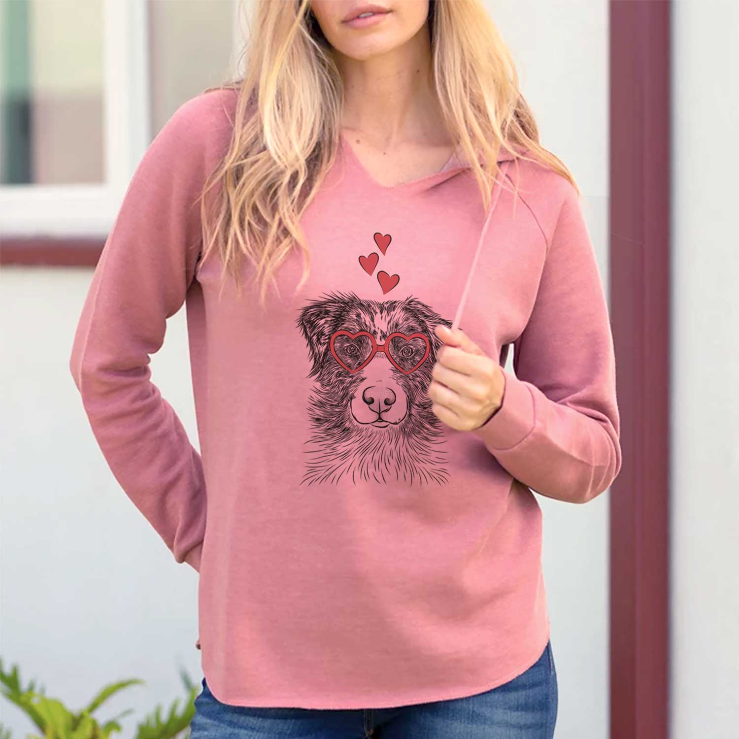 Valentine Gram the Australian Shepherd - Cali Wave Hooded Sweatshirt
